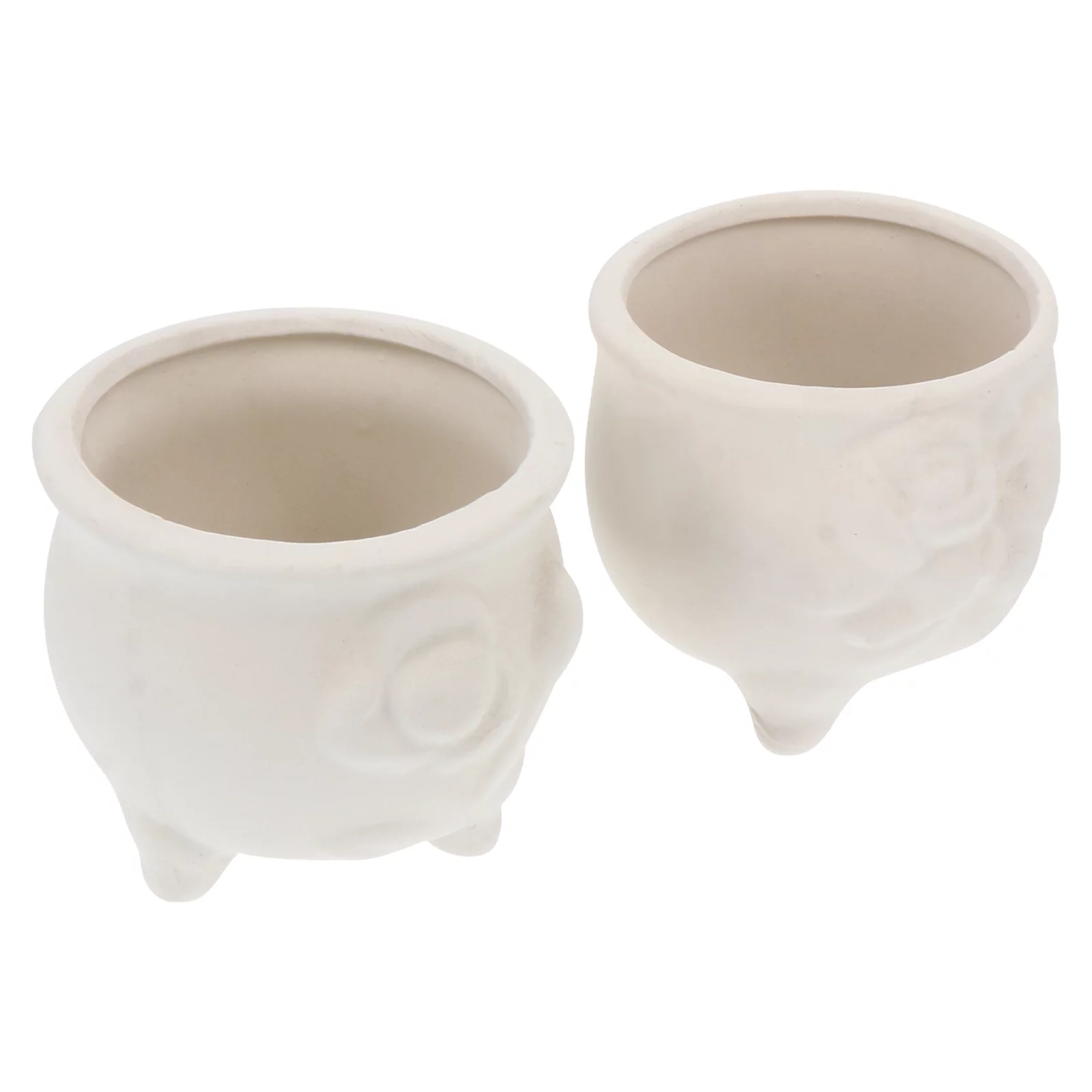 2Pcs DIY Ceramic Flowerpots Paintable Pots Graffiti Garden Planters Kid Toys