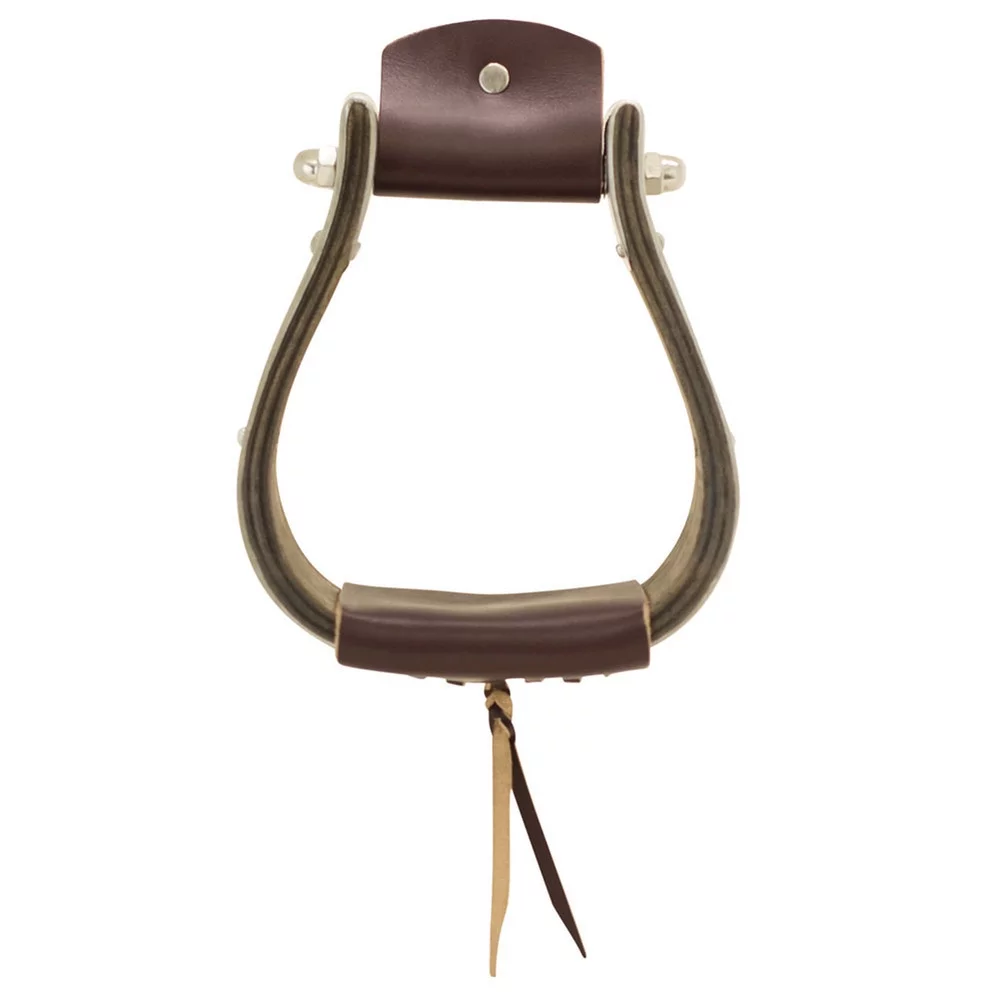 Partrade Trading Corporation Open Range Monel 4-1/4` Dark Wood SS Covered Stirrup