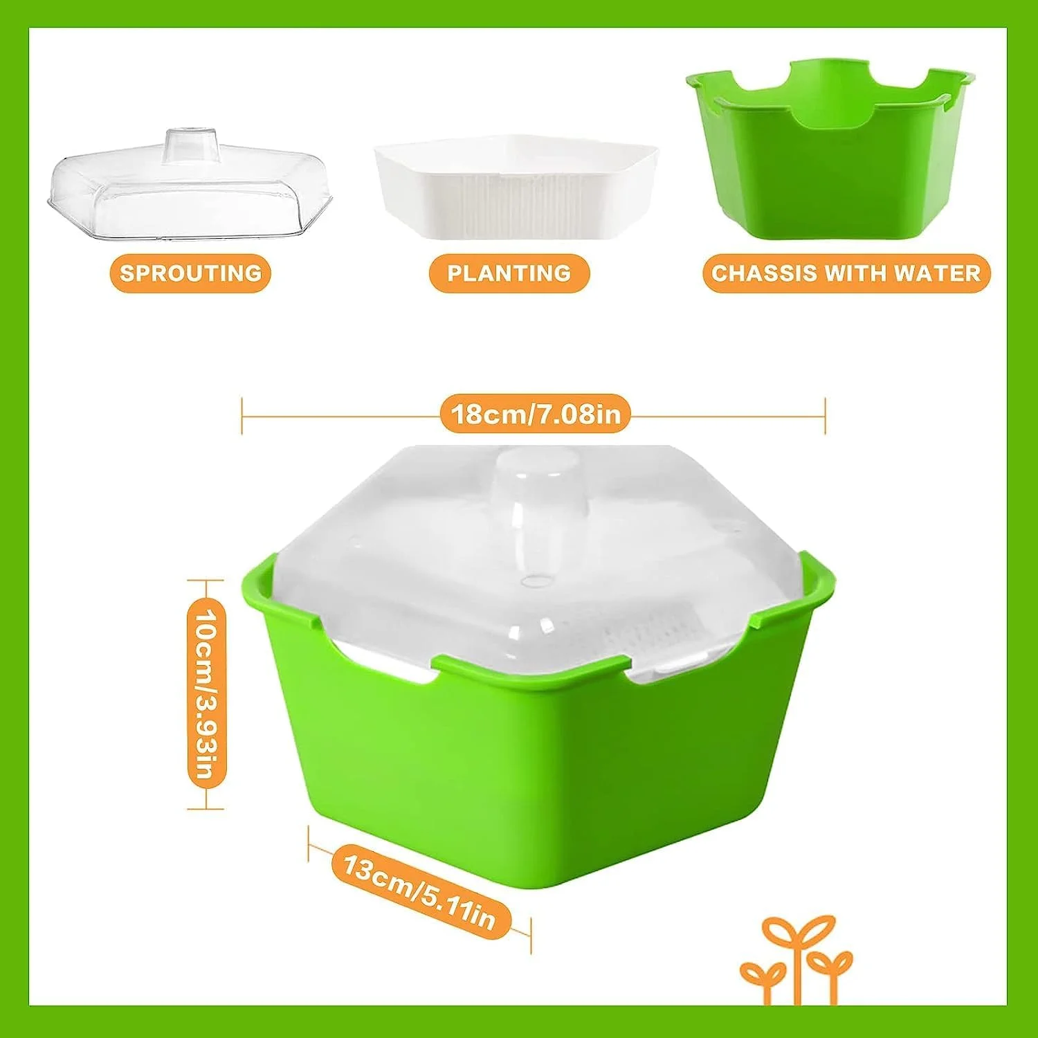 YHRY Seed Sprouter Tray with Cover, Plastic Seed Germination Tray, Plastic Germination Tray, Soil Free, Non Toxic, BPA Free, Making Your Seeds Has High Budding, for Kitchen Garden Home Office