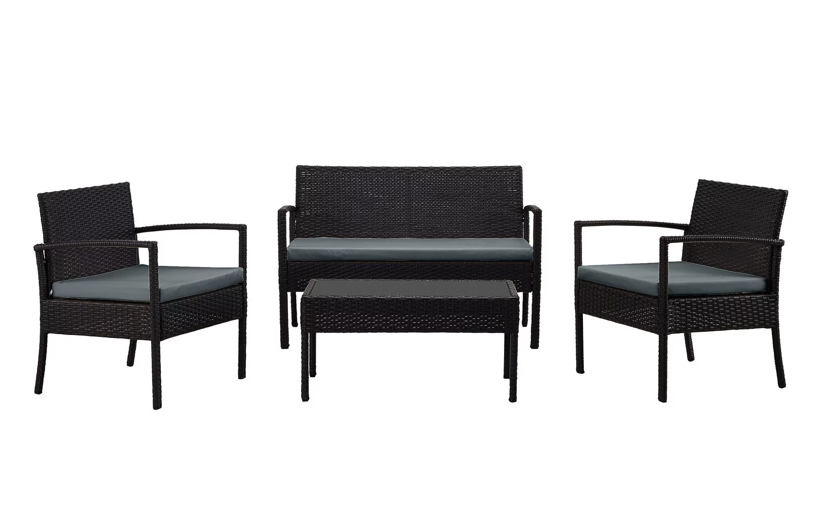 Manhattan Comfort Noli 4-Piece Rattan Patio Conversation Set in Gray