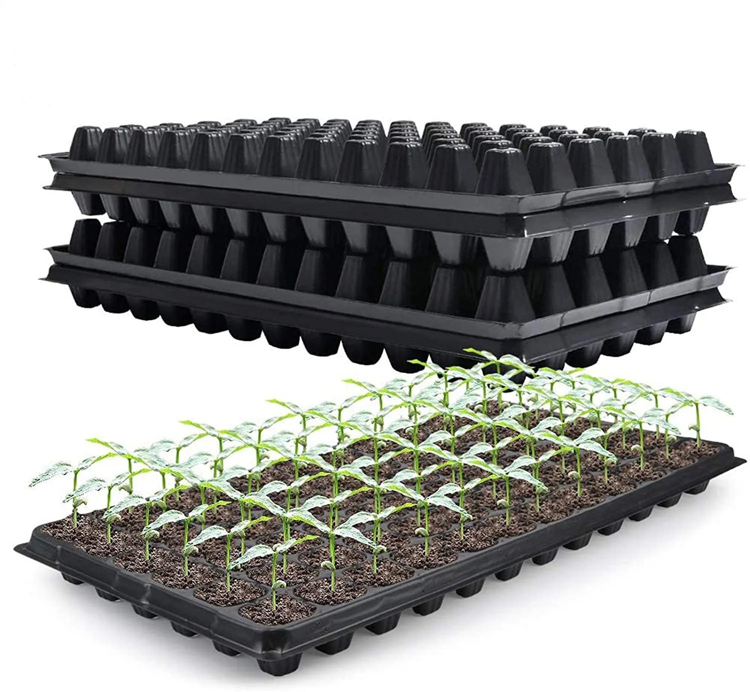 10-Pack Seed Starter Kit，72 Cell Seedling Trays Gardening Germination Plastic Plant Growing Trays Nursery Pots Mini Propagator Plant Grow Kit Plug Tray Starting Trays for Seedling Germination