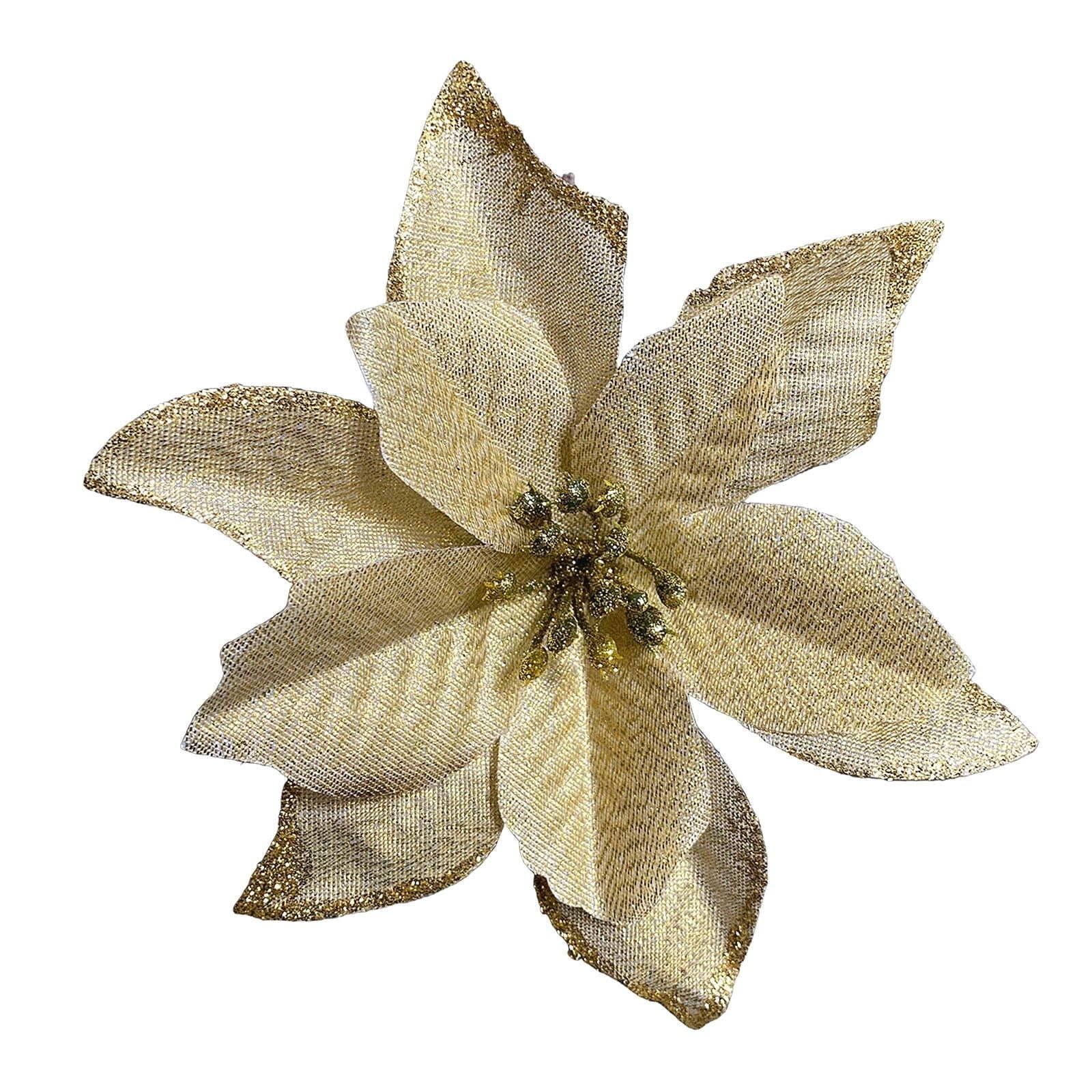 Artificial Flowers for Outdoors in Pot Christmas Accessories Christmas Tree Flower Christmas Decorations Gold Powder Christmas Flower Christmas Tree Wreath Accessories 13cm