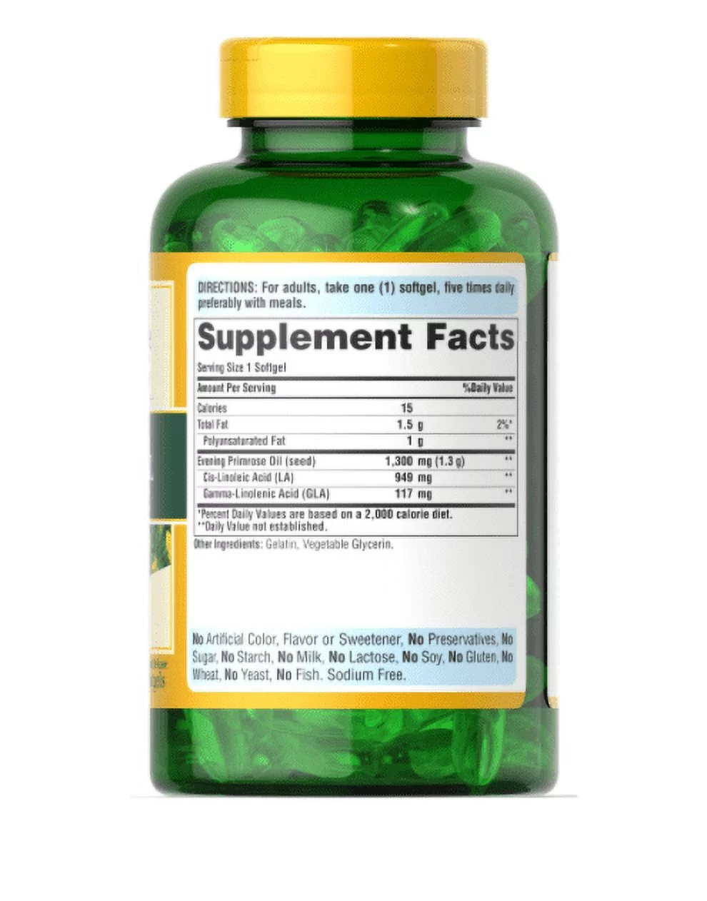 Puritan's Pride Evening Primrose Oil 1300 mg with GLA-120 Softgels