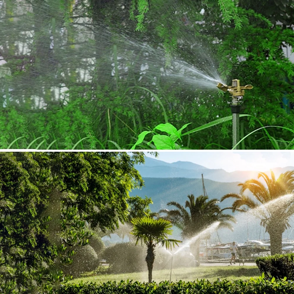 Anself 0°- Kirsite Adjustable Pattern Rain Bird Garden Impact Sprinkler Agricultural Lawn Brass Spray 4' Nozzle 10-15m Water Distance