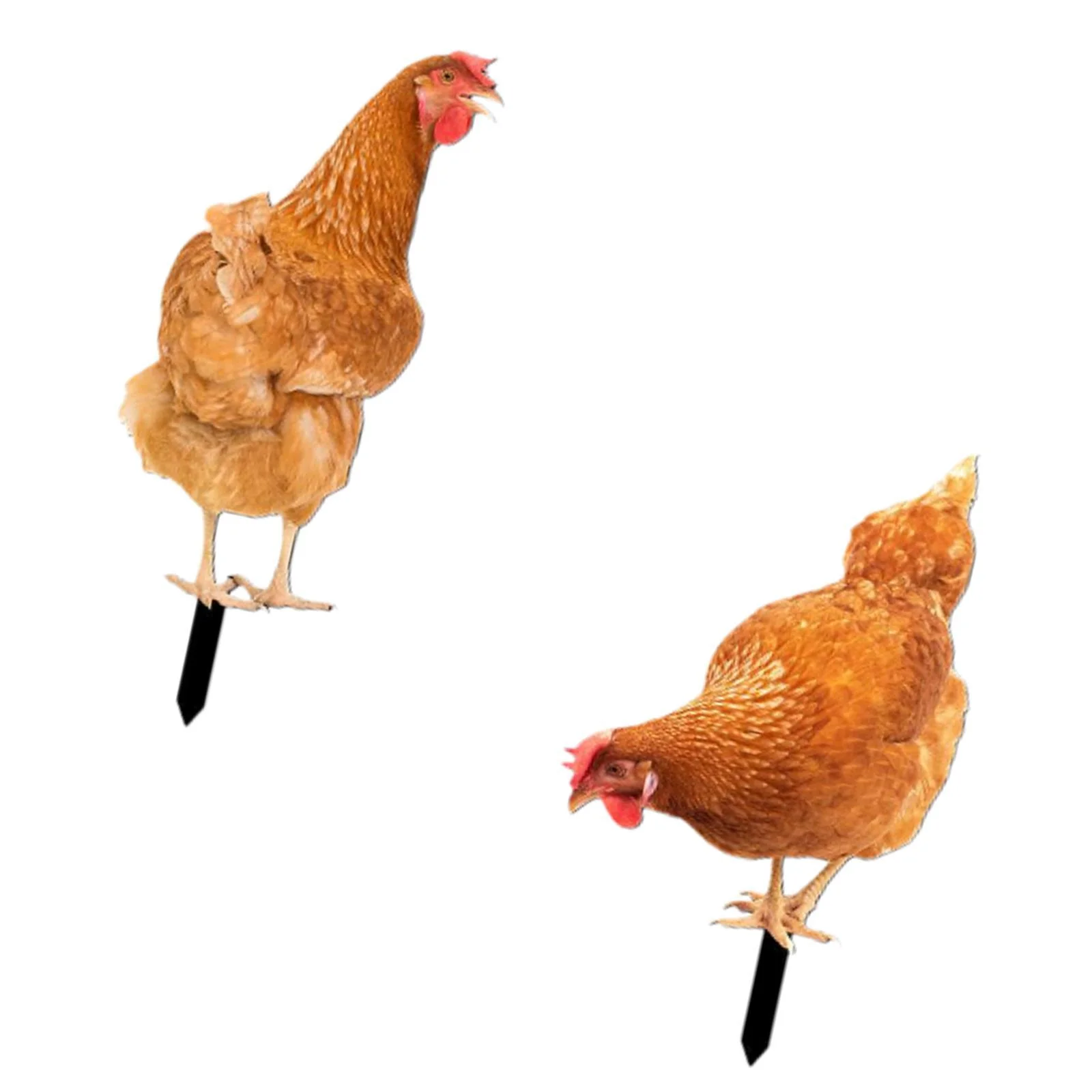 koolsoo 2 Pieces Chicken Animal Statue Stake Animal Statue Acrylic Sign Farm Animal Yard Stake for Lawn Backyard Pond Farm Decoration