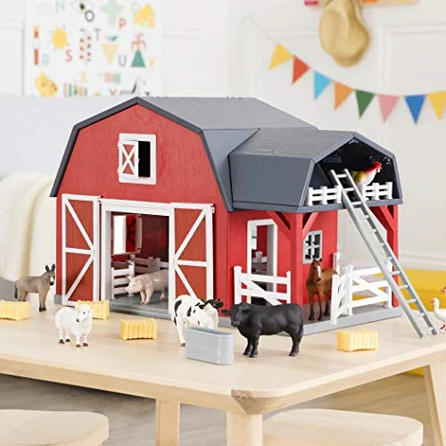 Terra By Battat Wooden Animal Barn Toy Barn Farm Toys Playset For Kids 3 (20 Pc)