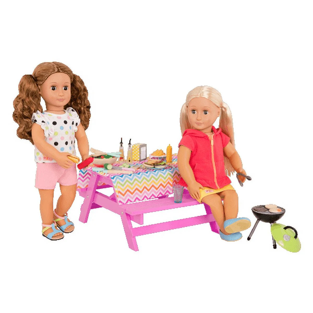 Our Generation Picknick Tisch Fur Puppen Pink Picnic Table Set for Dolls