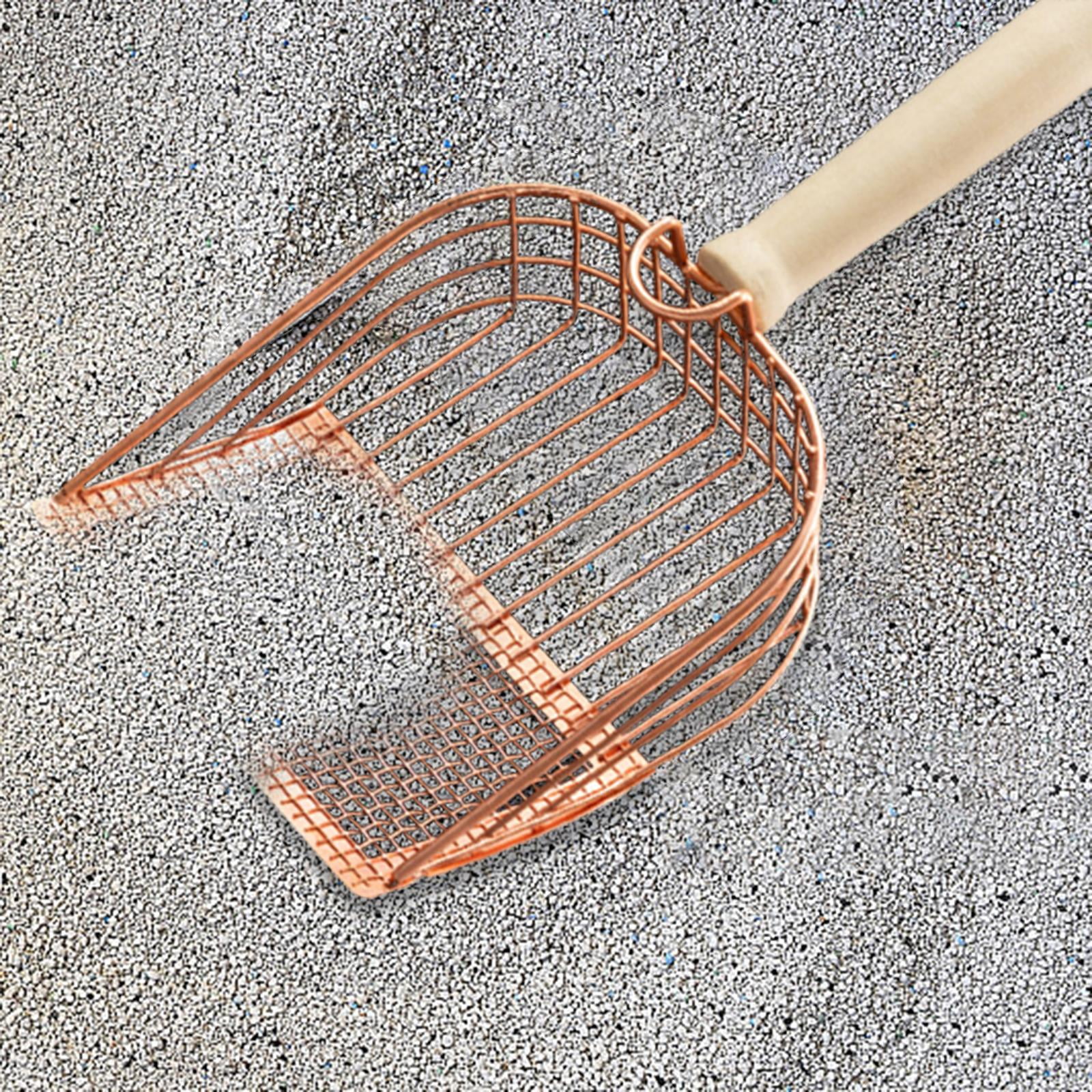 TOOYFUL Metal Litter Scooper, Nonstick Pet Litter Scoops with Wood Handle, Substrate Scoops, Cat Litter Shovels, Cat Litter Scoops Rose Gold