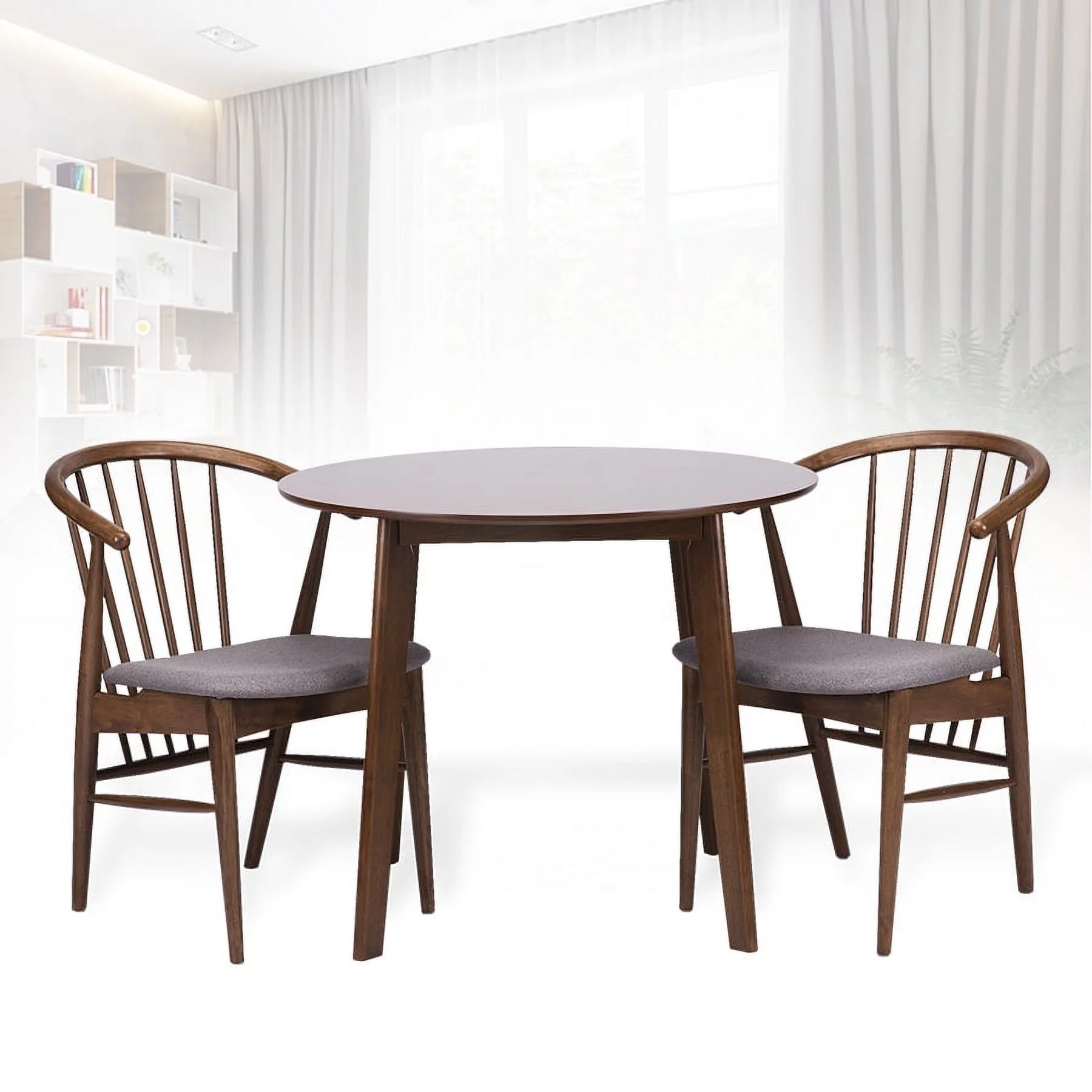 Wickerix Toby Dining Chairs Set of 2 Kitchen Modern Solid Wood, Medium Brown Color