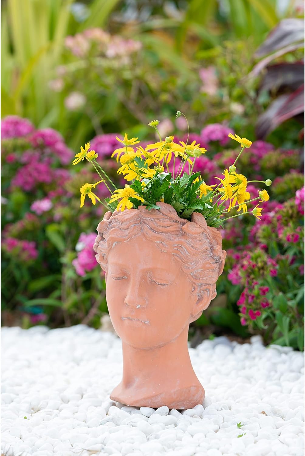 Bust Planter Terracotta Brown Traditional Cement