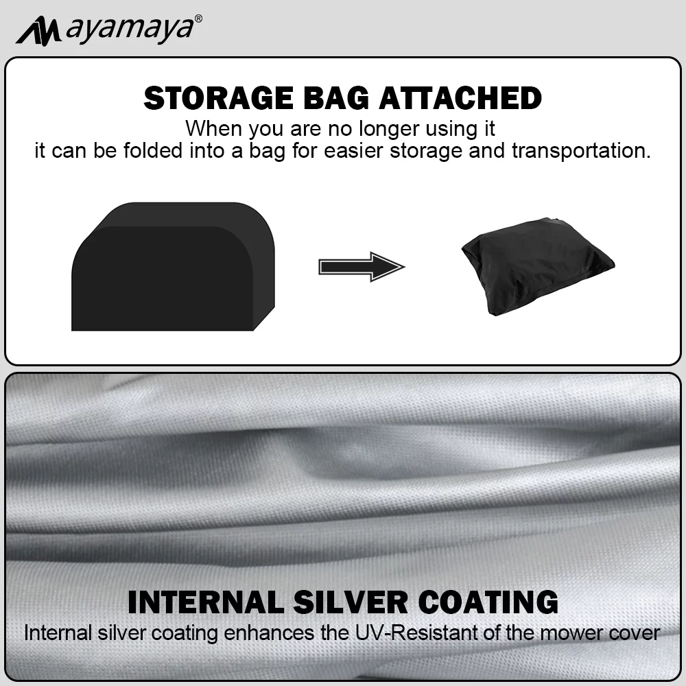 Riding Lawn Mower Cover,AYAMAYA Waterproof Windproof Lawn Tractor Cover for Outdoor,Durable Heavy Duty 210D Covers for Lawn Weeder,Universal Anti UV Dust Snow Adjustable Lawn Mower Covers(Black)