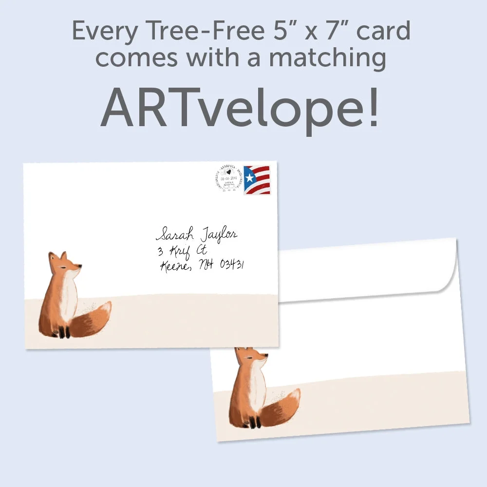 Tree-Free Greetings Holiday Greeting Card 12 Pack, 5x7, Calm Fox Holiday (HP25182)