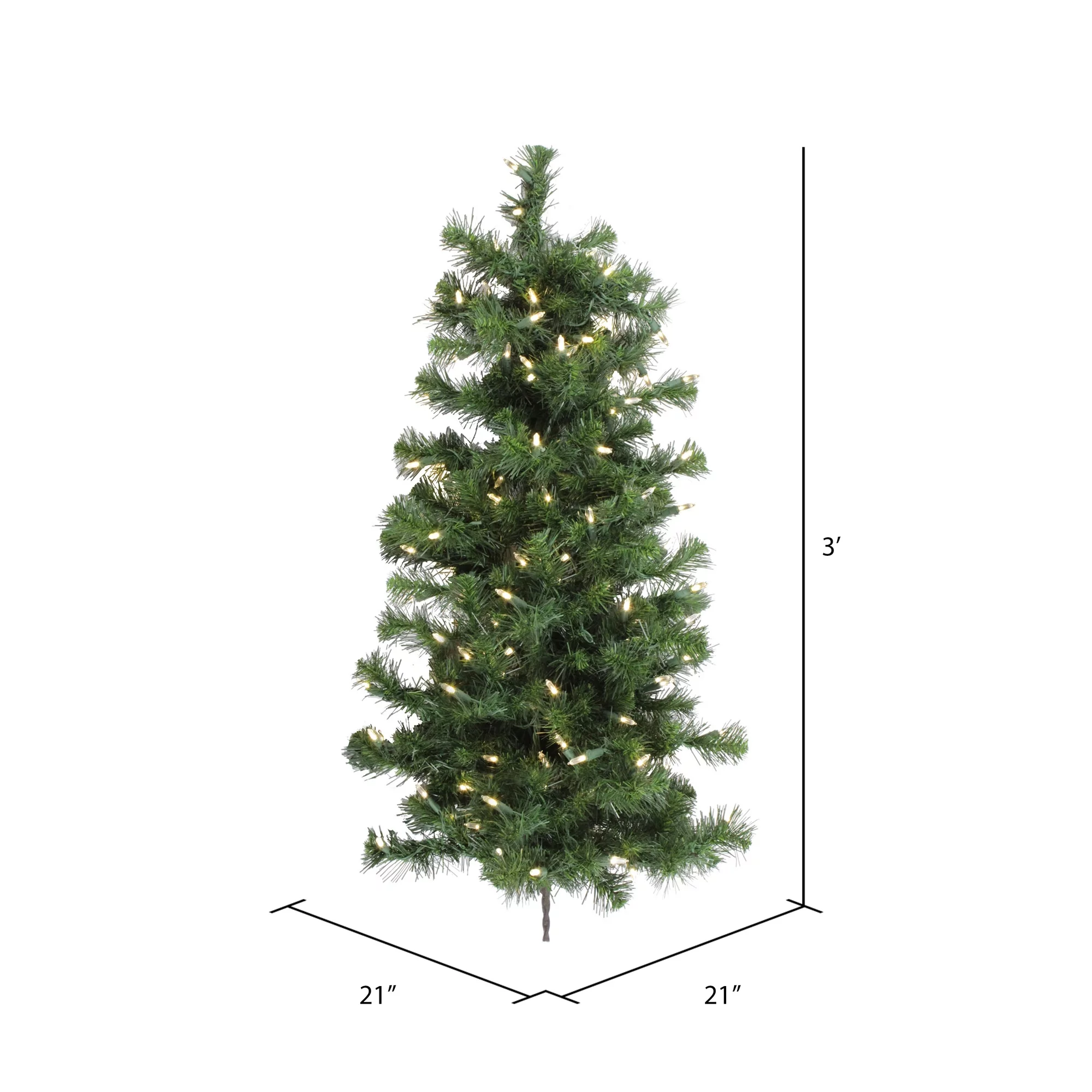 Vickerman 3' Douglas Fir Artificial Christmas Wall Tree, Warm White Dura-lit LED Lights