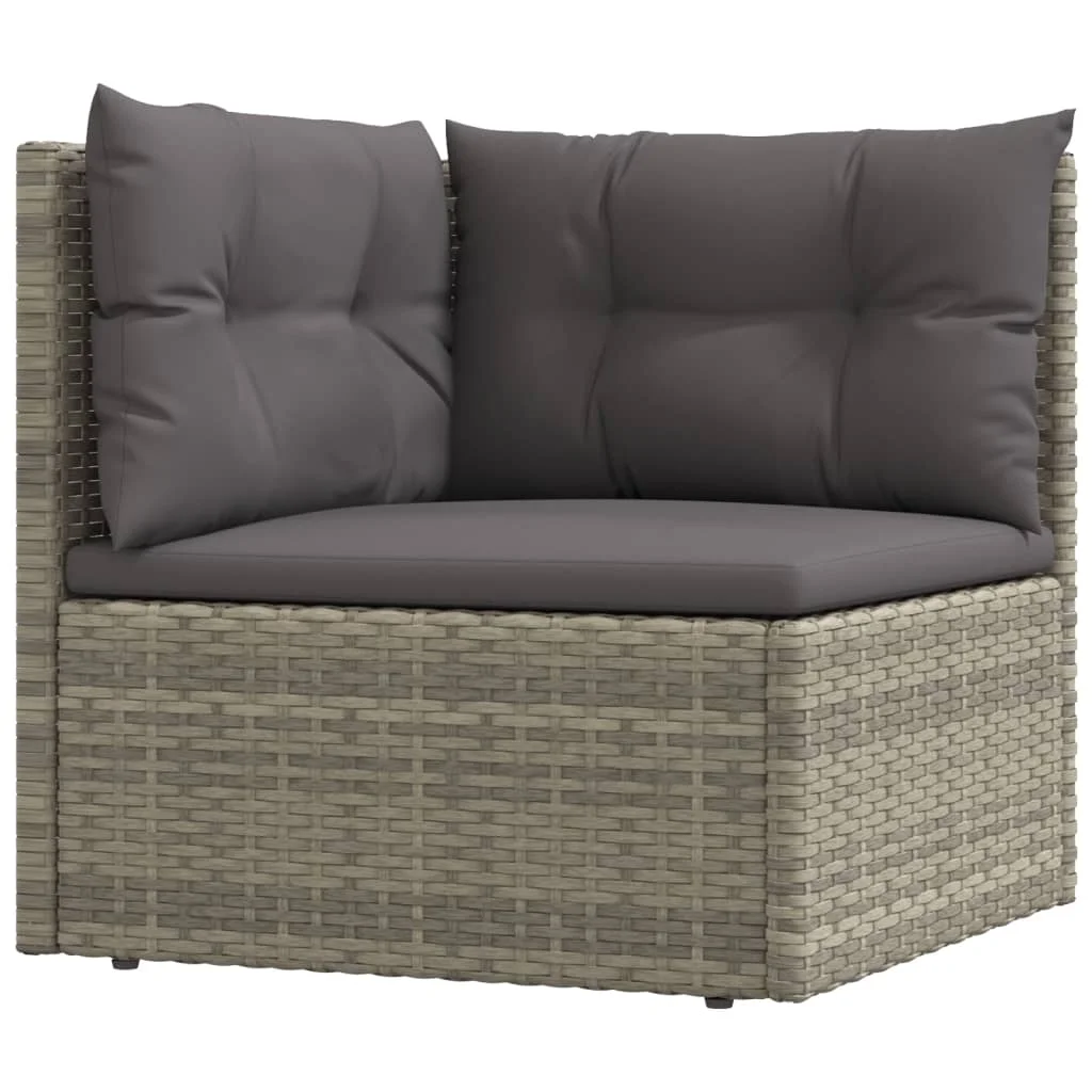 Suzicca 8 Piece Patio Set with Cushions Gray Poly Rattan