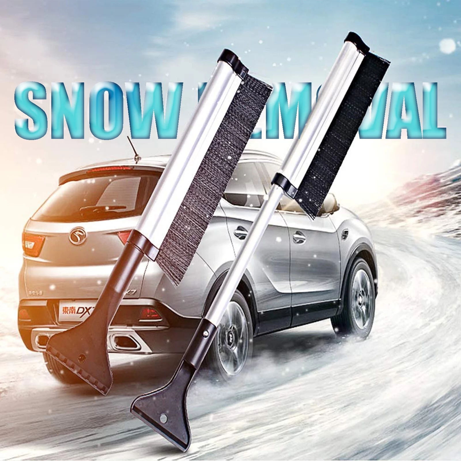 Extendable Ice Scraper Snow Brush with ABS Shovel Head No Scratch Snow Removal for Cars Trucks Windows Windshield Glass Scrape Frost Ice Remover Tool