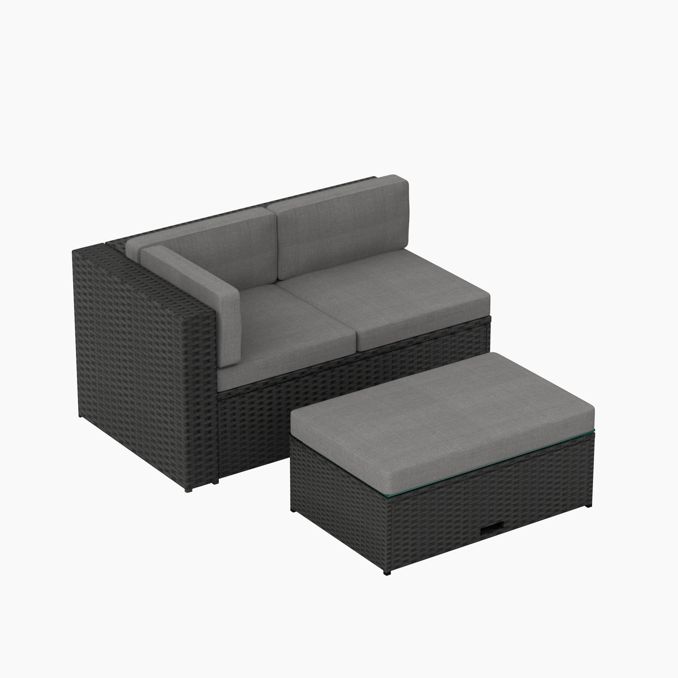 WestinTrends Wicker Furniture Sofa Chair with Ottoman plus Seat Back Cushions Included, UV and Water Protection for your Patio, Backyard, Garden, Balcony, Outdoor