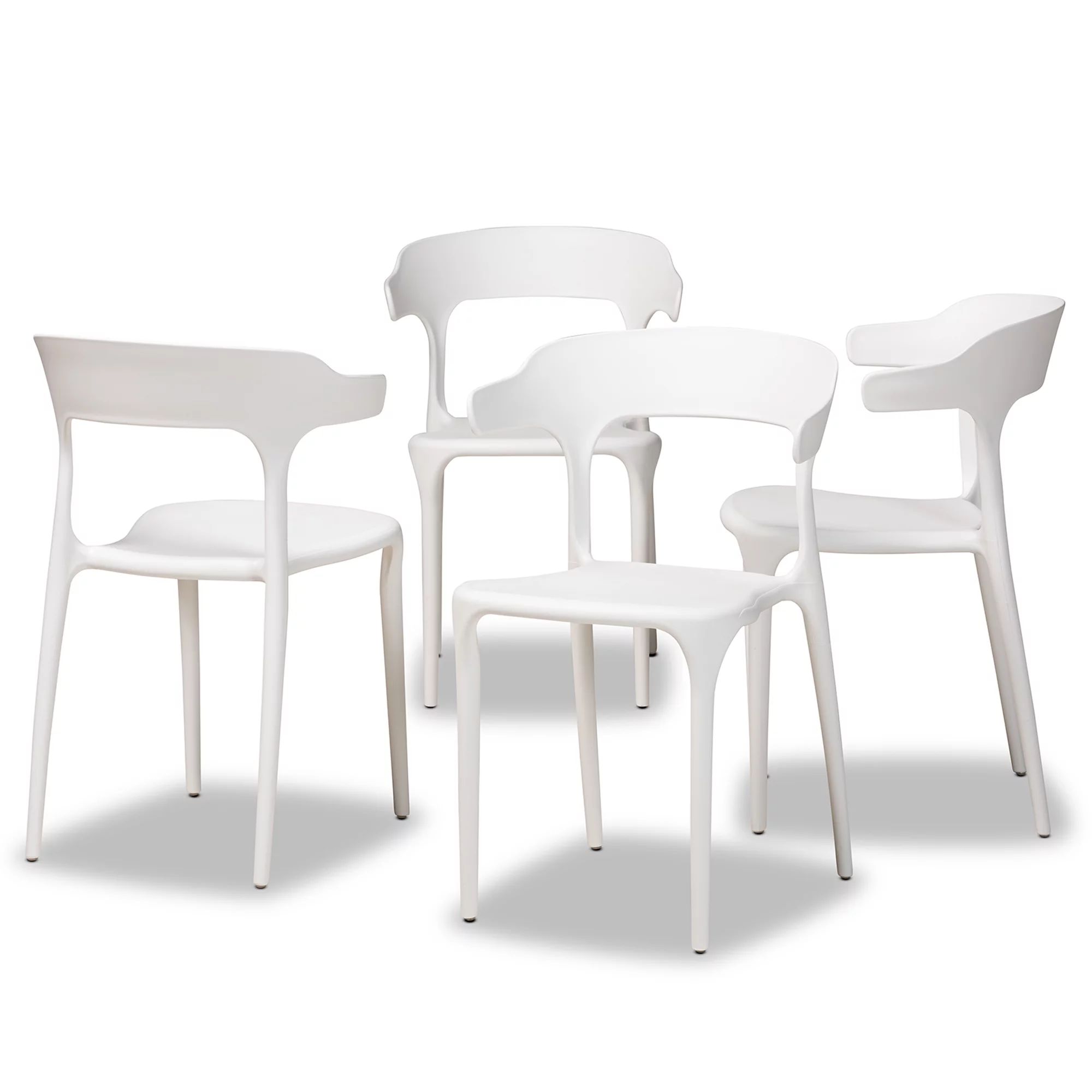Baxton Studio Gould Dining Chair, Set of 4, White