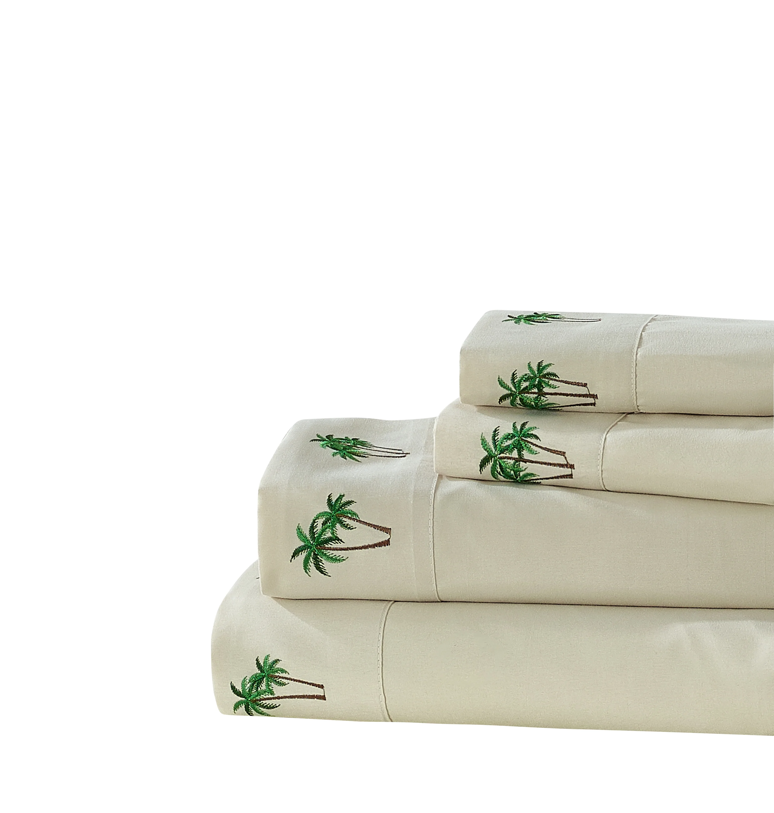 Embroidered Palm Tree Grove Sheet Set Queen
