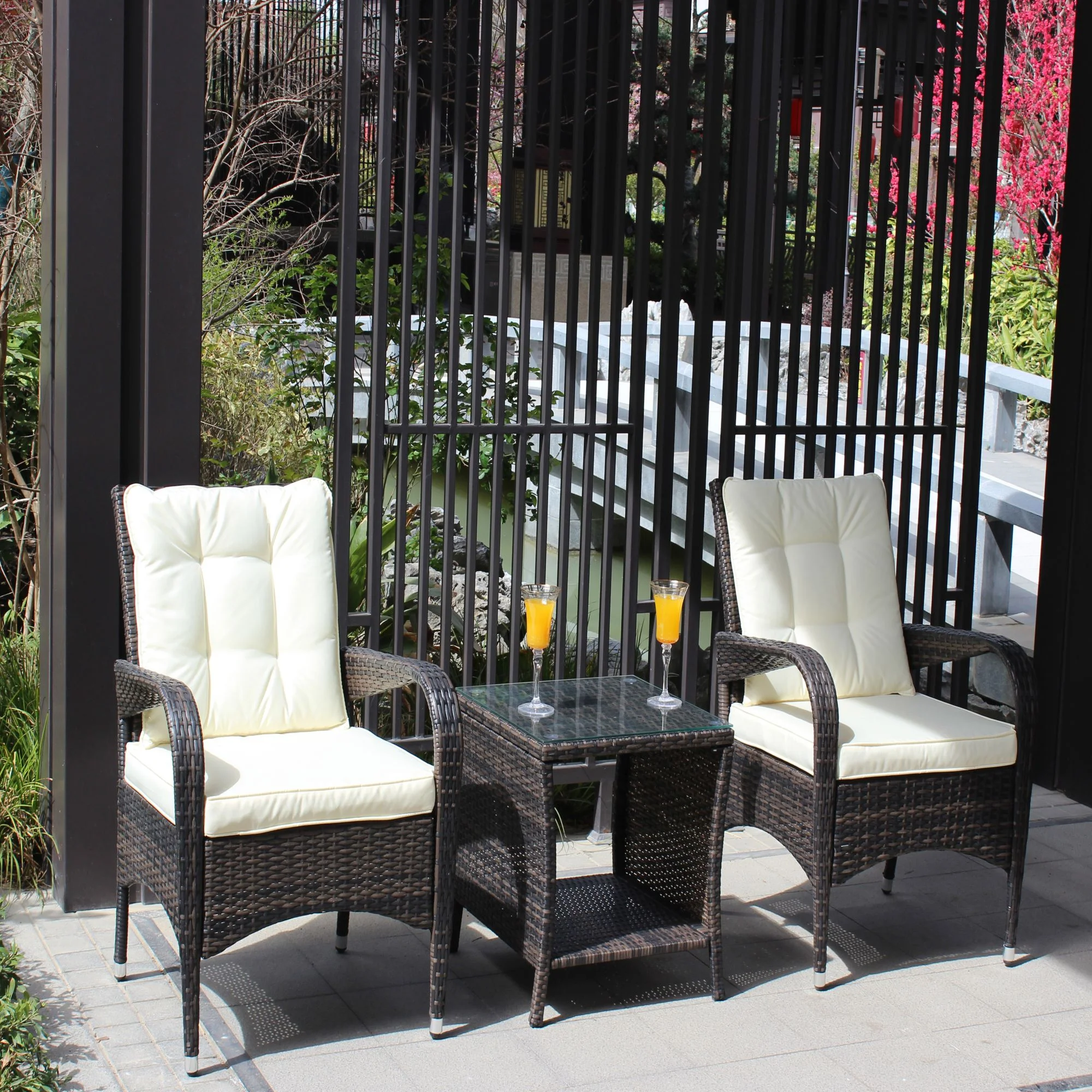 3-Piece Outdoor Patio Furniture, Outdoor Wicker Conversation, All Weather PE Rattan Sectional Sofa Set with Seat Cushions for Garden Backyard Balcony