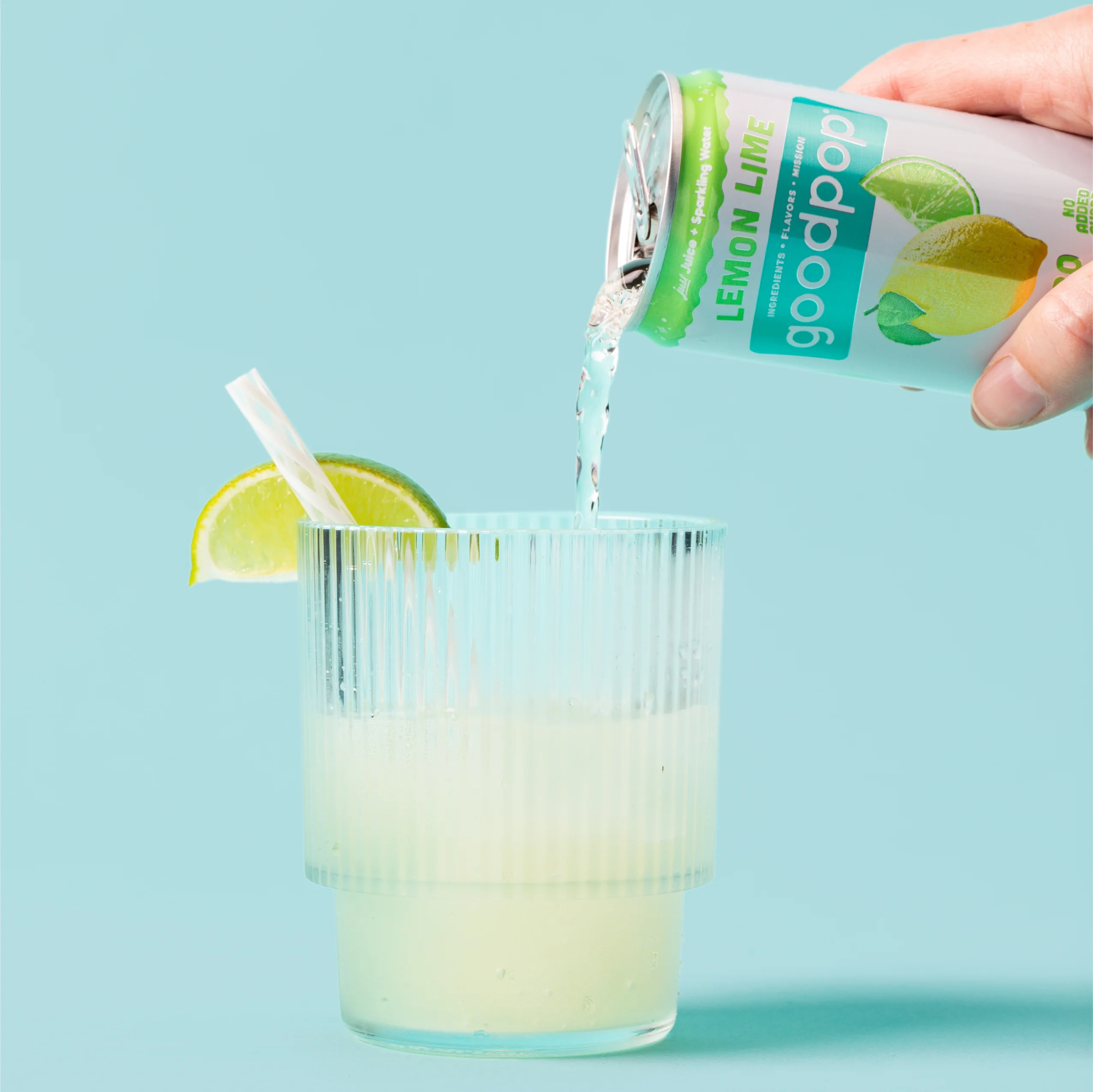 GoodPop Just Juice + Bubbly Water Mini Cans Lemon Lime 7.5 fl oz 6 pk