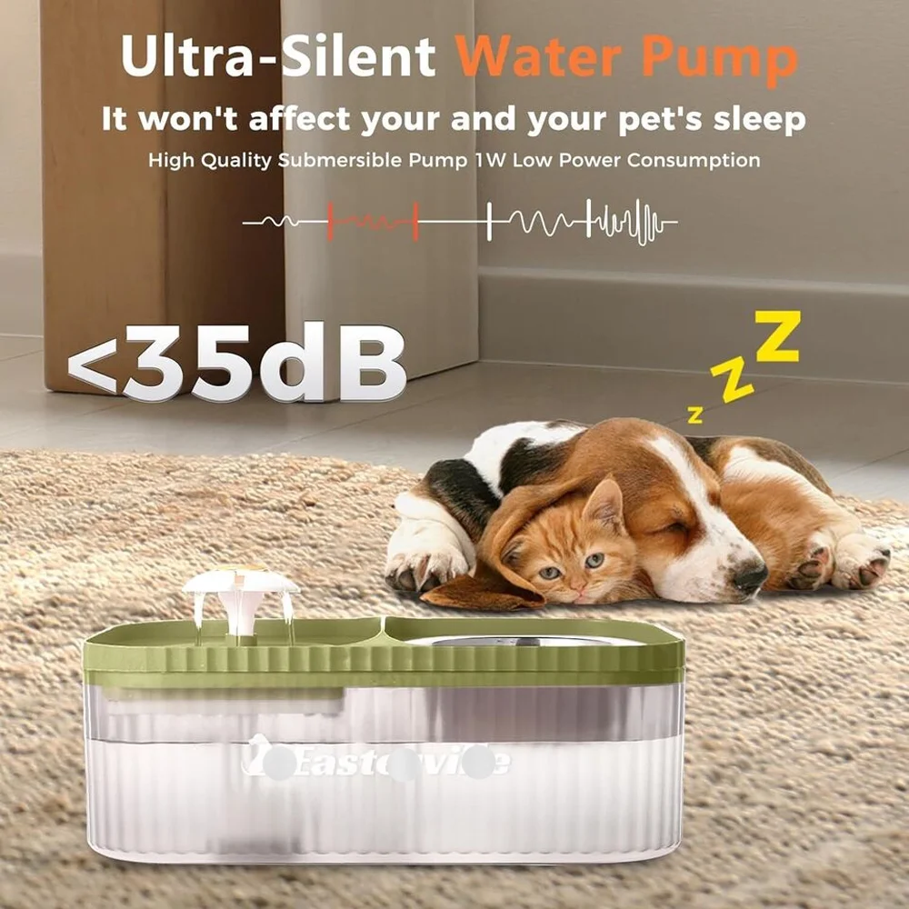 101oz Cat Water Fountain Food Bowl Automatic Flower Fountain Pet Water Dispenser[6 Pcs Filters]
