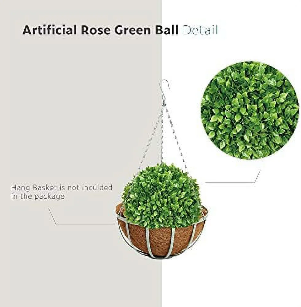 Artificial Topiary Lifelike Plants Rose Boxwood Decoration For Home Garden Porch Backyard Wedding Party Indoor Outdoor (3 Pieces)