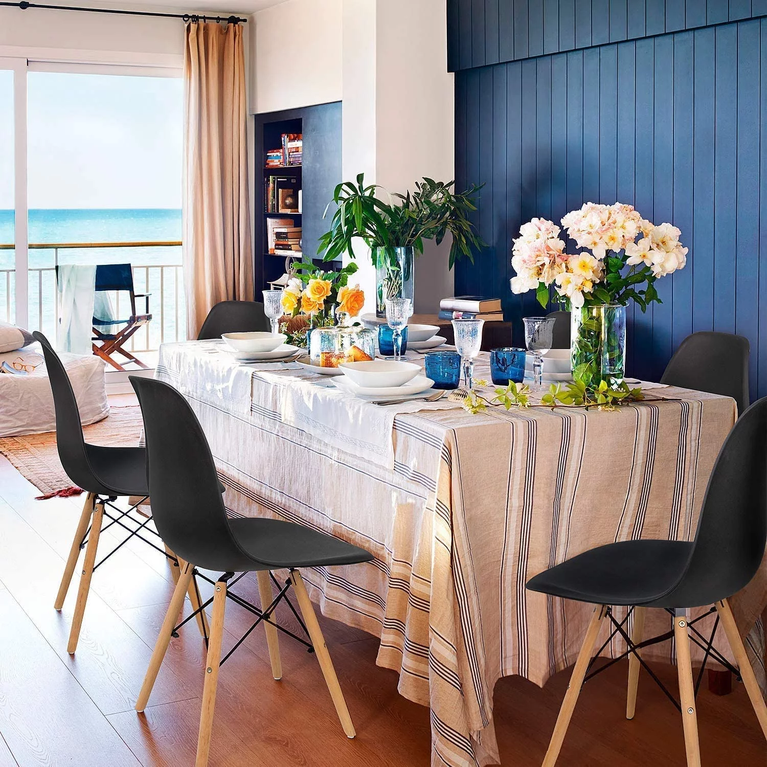 DSZBNUIO Pre Assembled Modern Style Dining Chair Mid Century Modern DSW Chairs  Indoor Plastic Shell Lounge Plastic Chairs Side Chairs Set of 4 (Grey)