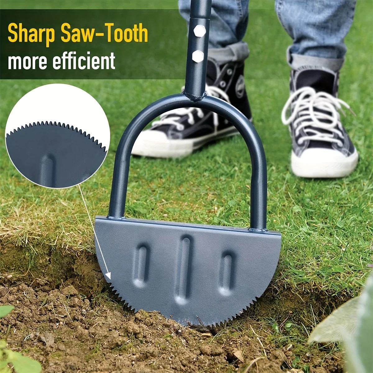 1pc Heavy-Duty Stand-Up Garden Edger - Durable Full Steel Construction with T-Grip Handle - Easy-to-Use Lawn Trimming and Shaping Shovel for Home Gardening