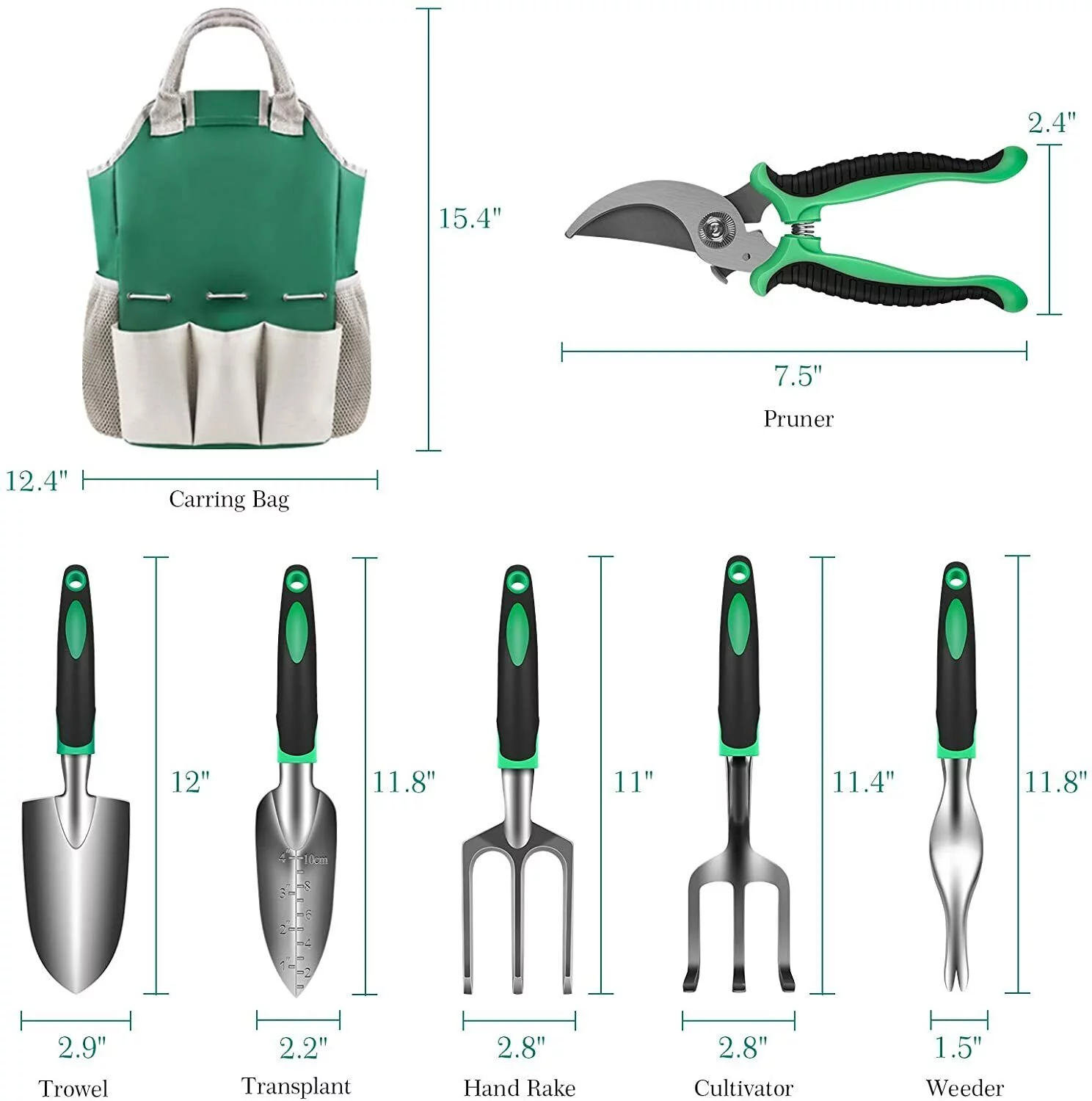 USA 10 Piece Garden Tools Set Gardening Kit Gardening Tools with Gloves + Bag