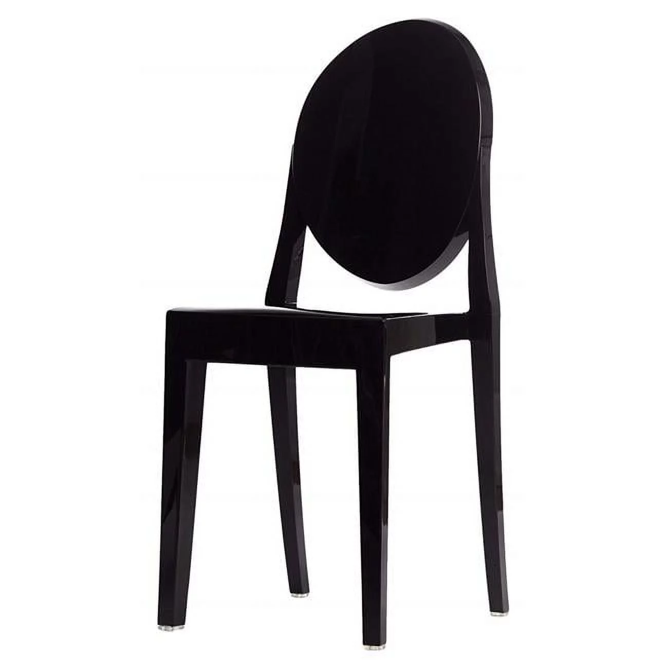Black Armless Kage Stackable Polycarbonate Side Chair, Set of 4 - 34.5 x 14.5 x 15.5 in.