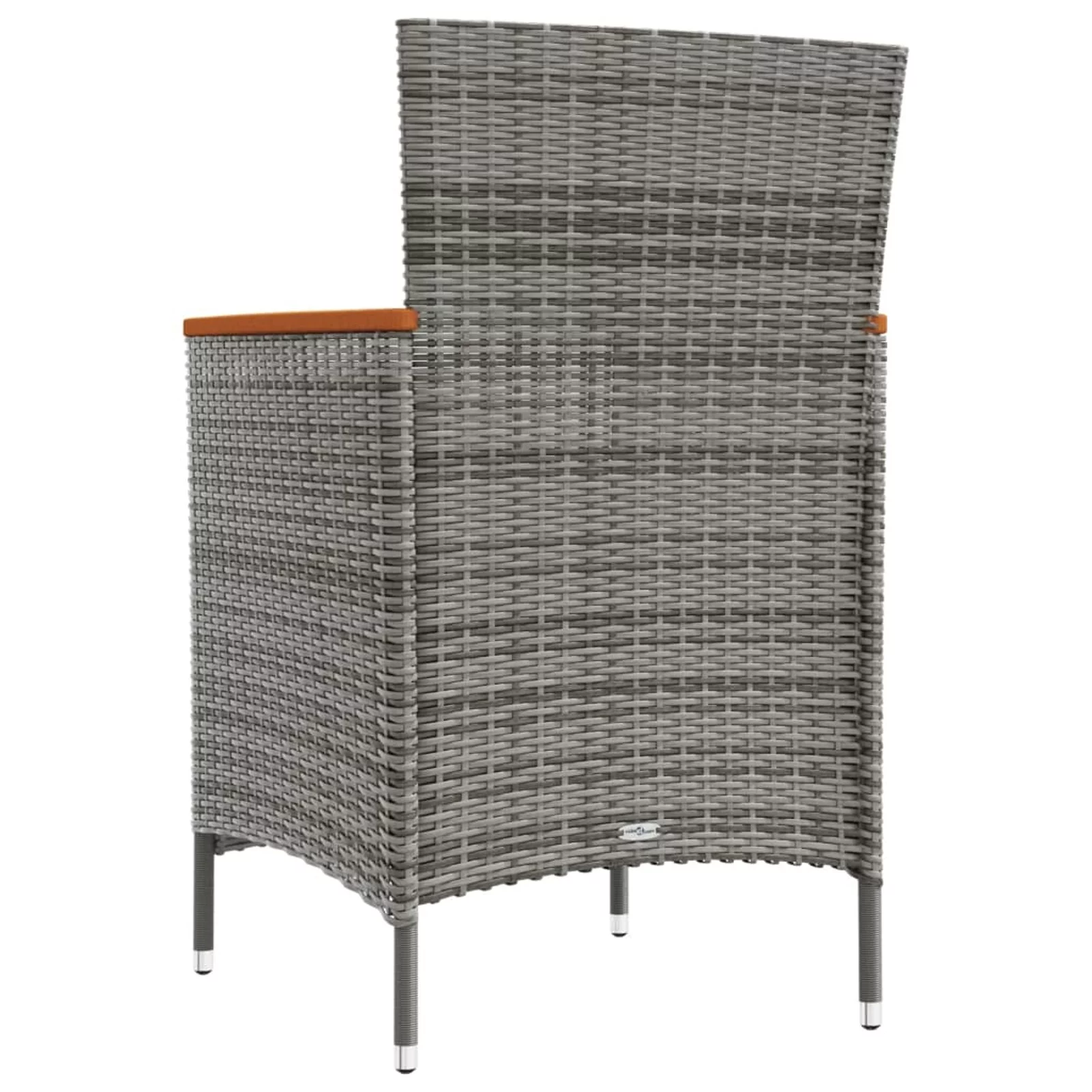Tomshoo Patio Dining Chairs 2 pcs Poly Rattan Gray
