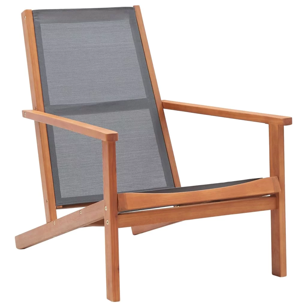 Dcenta Patio Chair Gray Solid Wood Eucalyptus and Textilene
