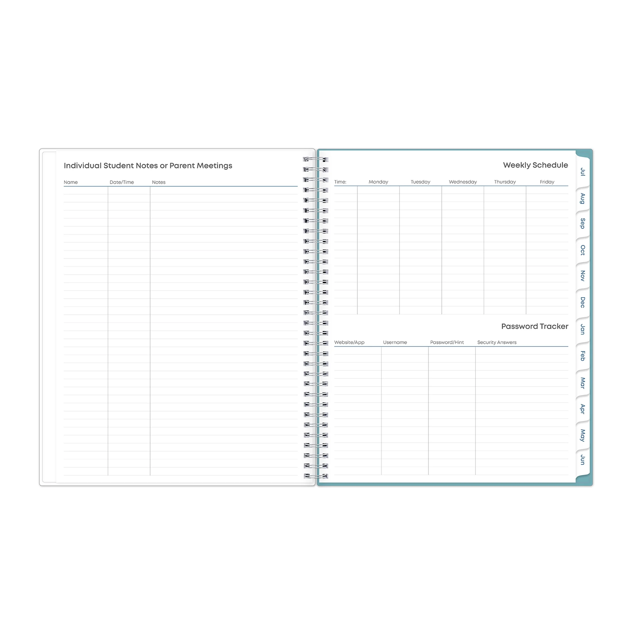 2024-2025 Teacher Lesson Planner, 8.5x11, Blue Sky, Teacher Dots