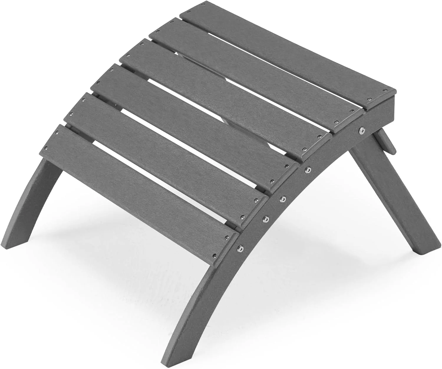 Folding Adirondack Ottoman for Adirondack Chair, HDPE All Weather Outdoor Footrest Poly Lumber Adirondack Footstool for Patio, Backyard, Garden, Easily Storage - Gray