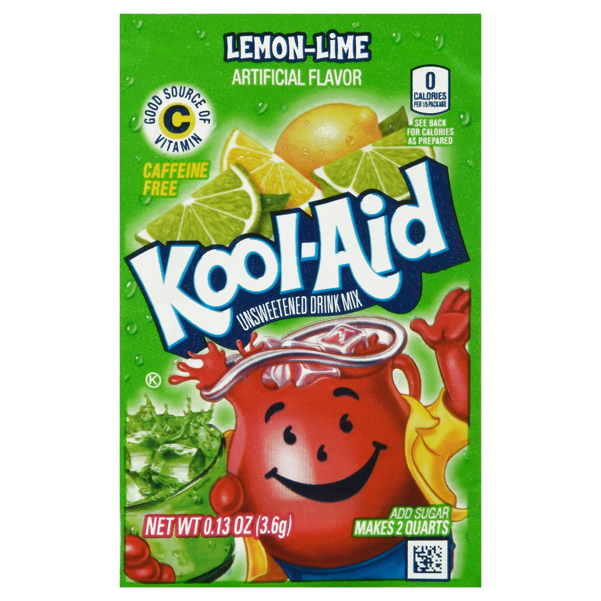 Kool-Aid Soft Drink Mix Lemon Lime Unsweetened, Caffeine Free 0.13 Oz., (12 Pack)