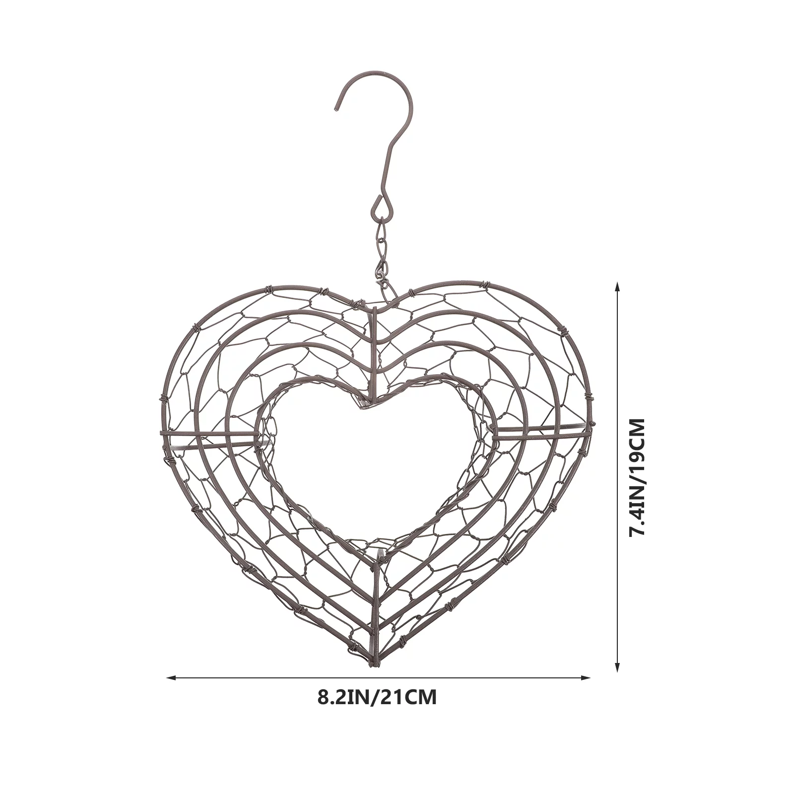 Gongxipen Heart Shape Iron Wire Wreath Frame Hanger Iron Succulent Pot Hanging Planter Plant Pot