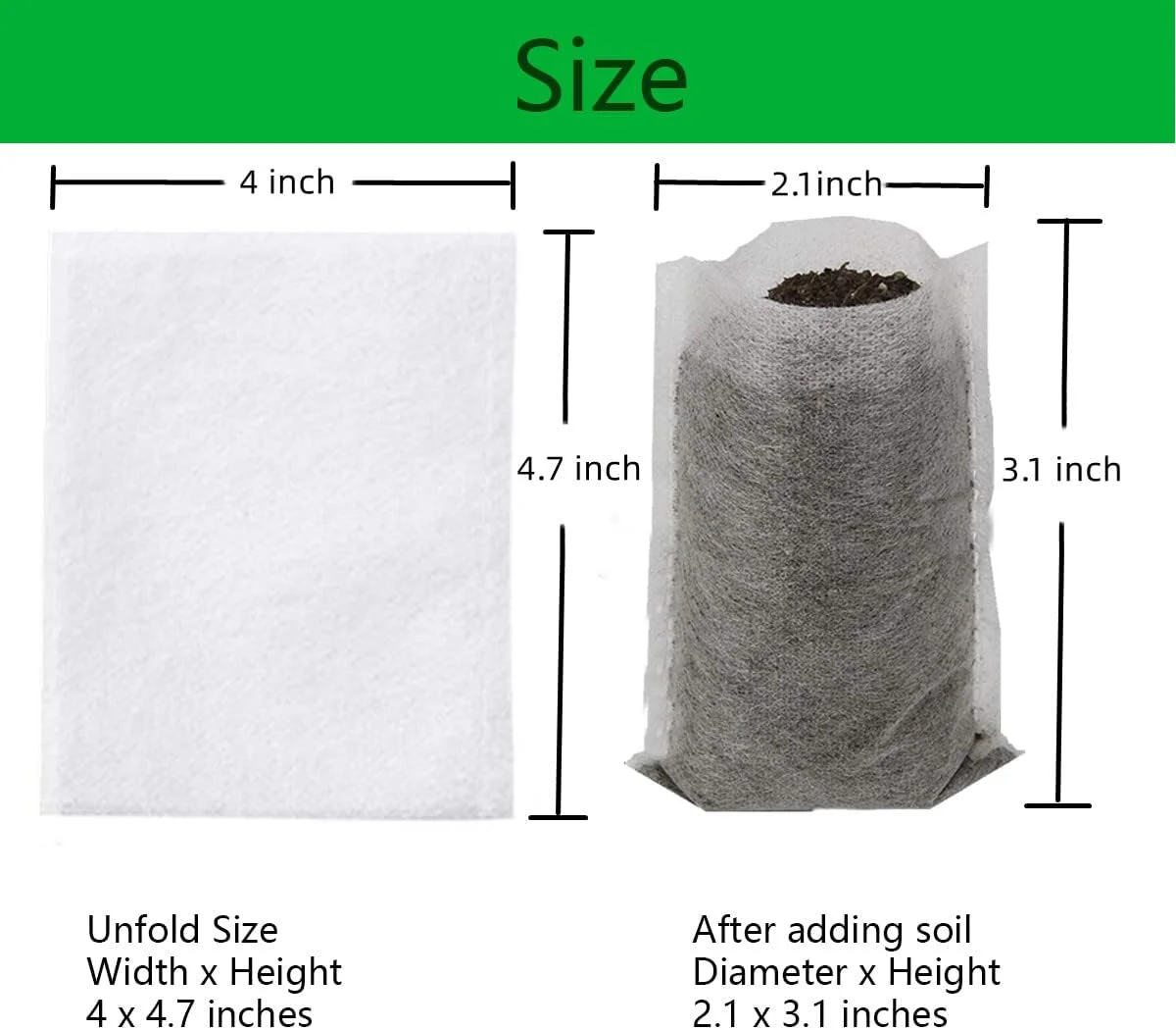 Namzi -a Plant Nursery Bags 4 x 4.7 inches 200PCS, Non-Woven Biodegradable Plant Grow Bags Fabric Seedling Starter Bags for Vegetable Flower Fruit Saplings Tree, Home Garden Supply