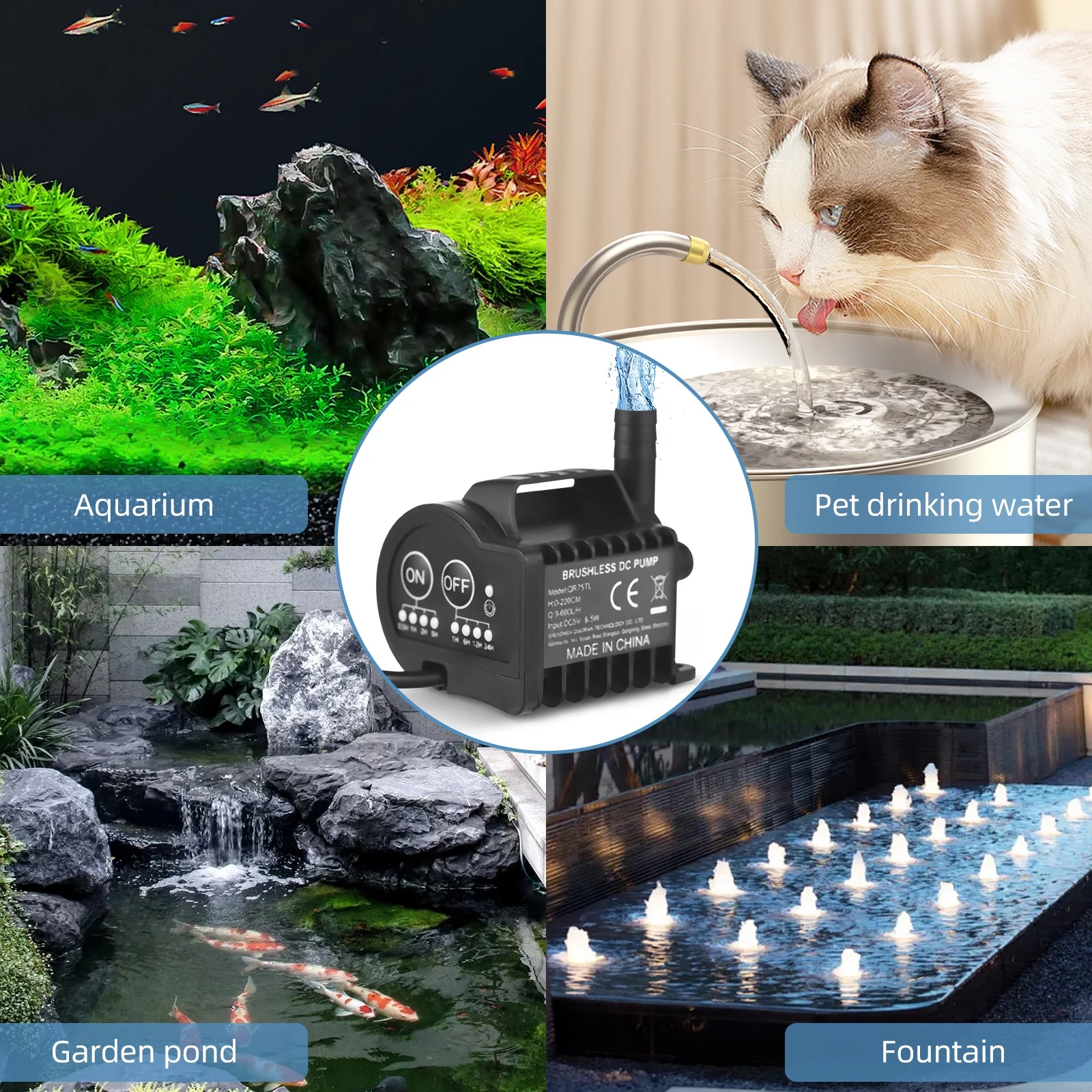 Pump,7.2ft Lift Usb Cable With 4 Max 5v Water Pump With Max 600l/h Tanks Ponds And Cable Ideal Tanks Function And Suction And Suction Cup And Function Pond Suction Cup Pond Lift And Usb