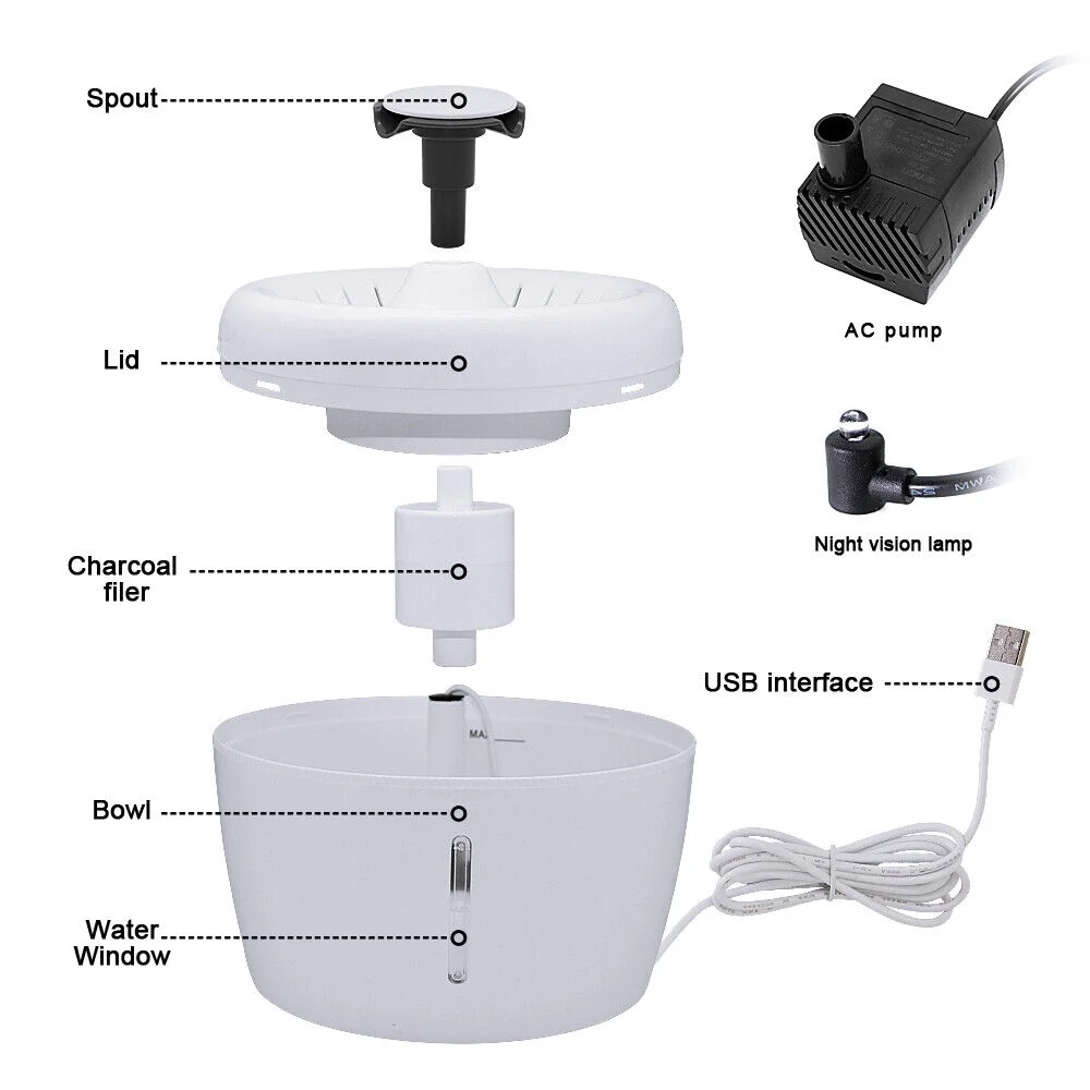 2.5L Automatic Pet Cat Water Drinking Fountain Electric Cat Water Bowl Dispenser