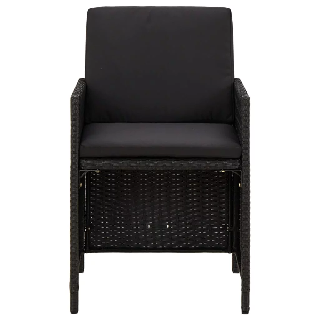 Patio Chairs with Cushions 4 pcs Poly Rattan Black