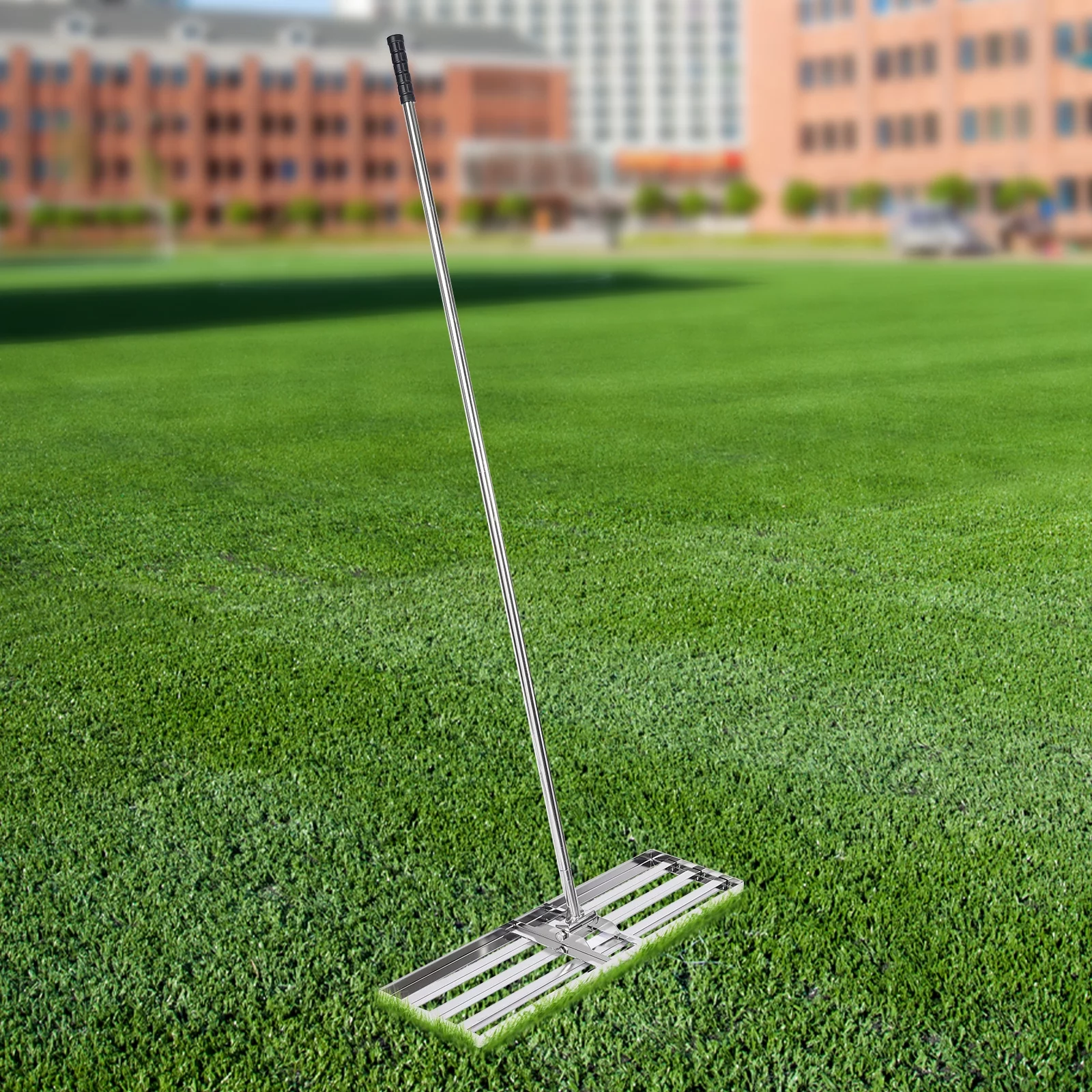 Aiqidi 36x10 Inch Leveling Lawn Rake Stainless Steel Soil Lawn Leveler Tool with 5.9Ft Adjustable Handle for Garden Yard Farm Golf Course