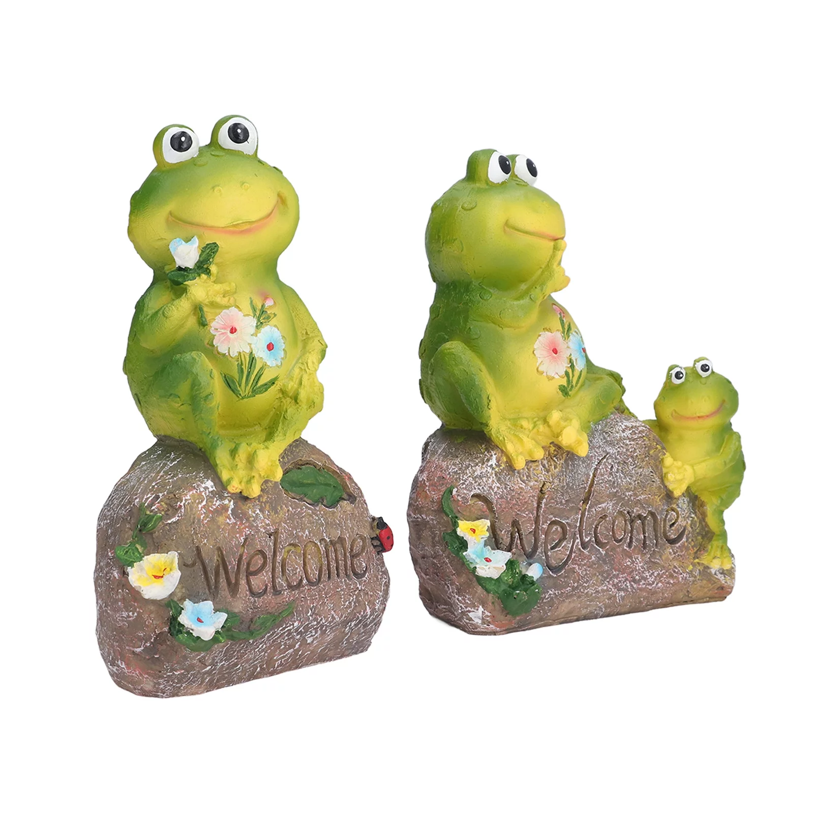 VIFERR Cute Frog Statue Garden Sculpture Exquisite Resin Desktop Ornament Yard Art Resin Decorations Outdoor Garden Decor for Outdoor Decoration 2PCS
