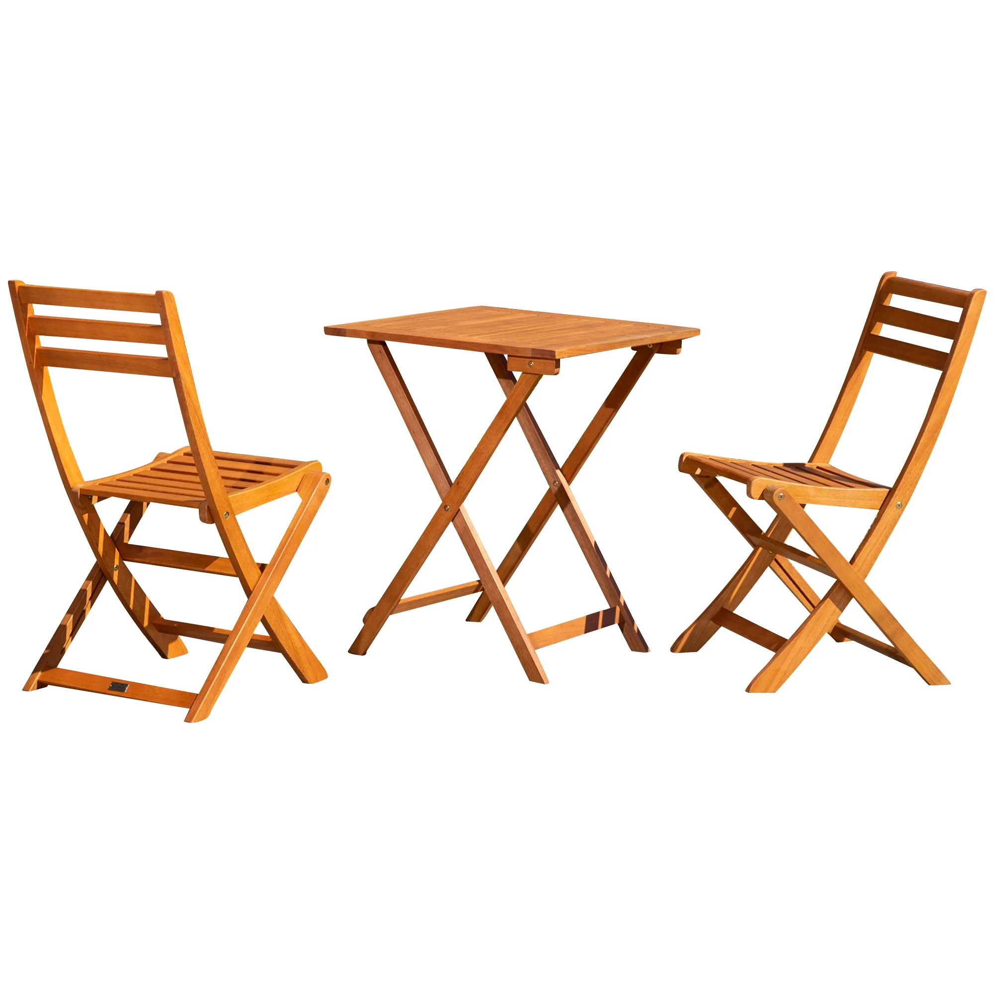 3-Piece Eucalyptus Bistro Set, Square, Natural Oil
