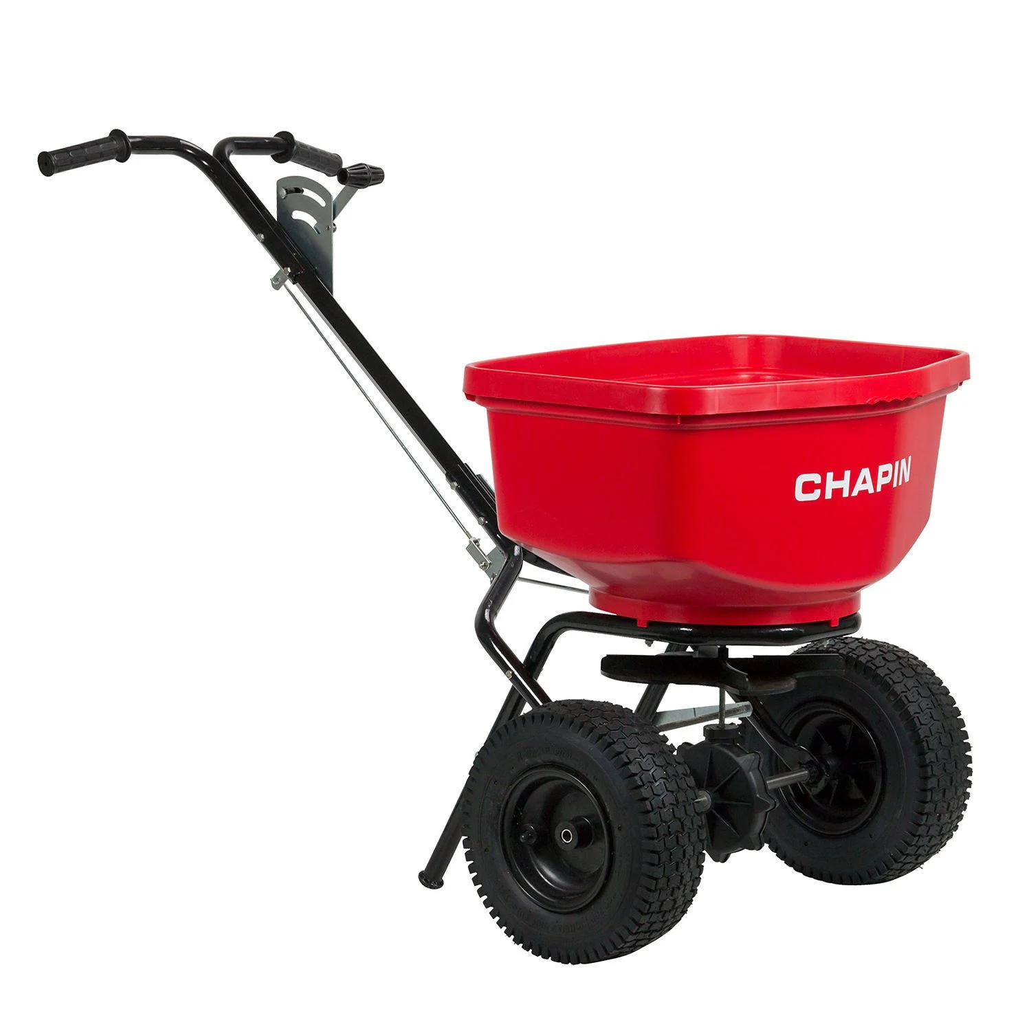 Chapin 100 lb. Capacity Push Contractor Turf Steel Broadcast Spreader, Wide Tread 12 in. Pneumatic Tires
