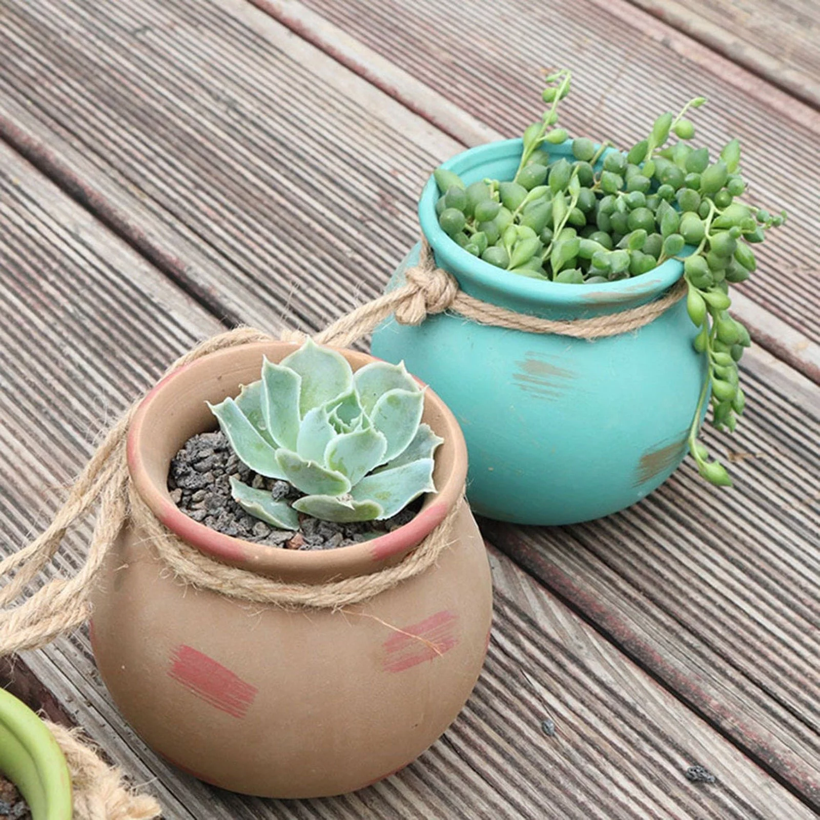 4 Pcs Wall-mounted Succulent Planter Pots Set Ceramic Plant Pot Hanging Mini Flower Planters
