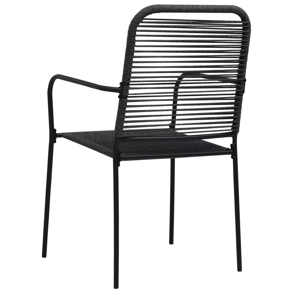 Patio Chairs 4 pcs Cotton Rope and Steel Black
