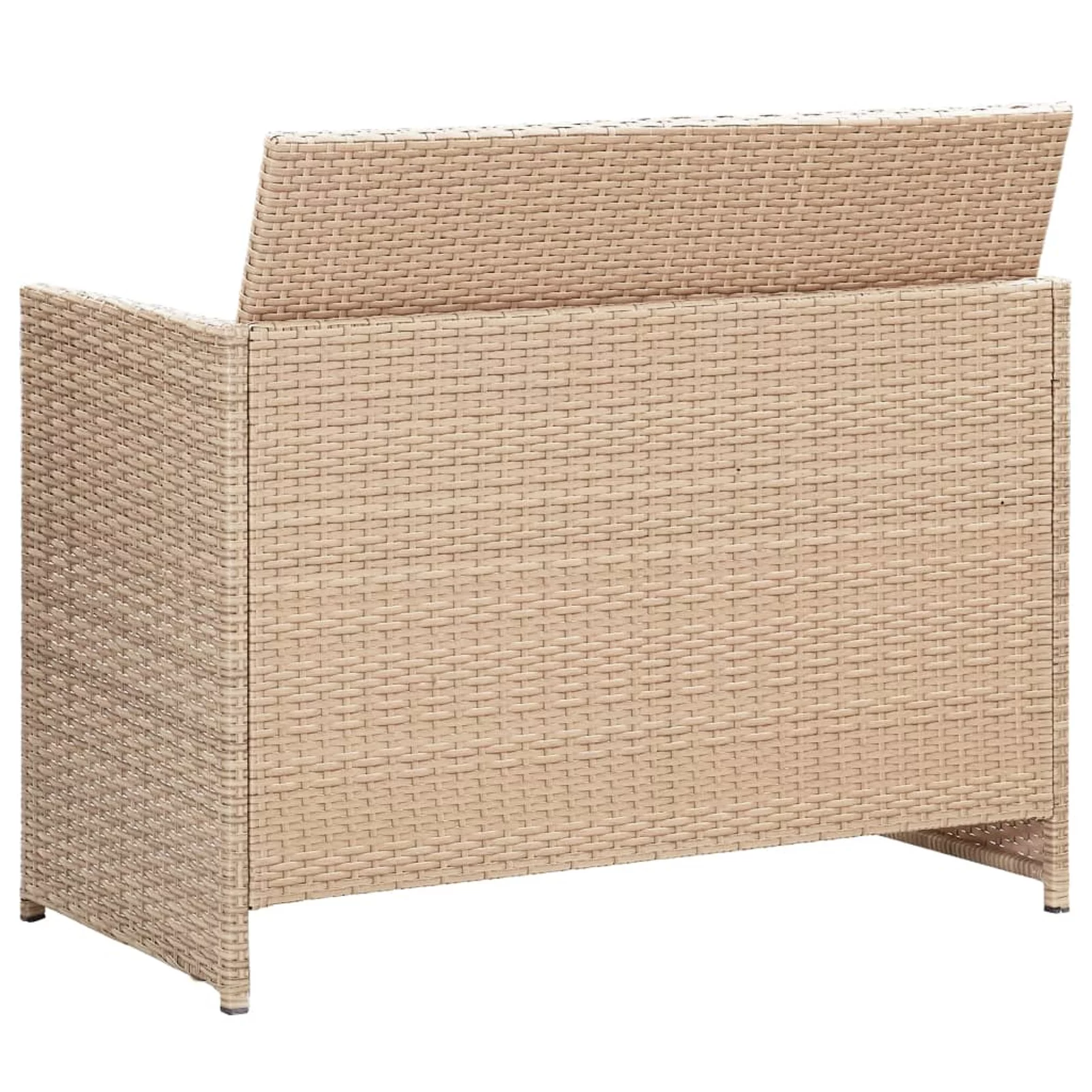 Walmeck 2 Seater Patio Sofa with Cushions Beige Poly Rattan