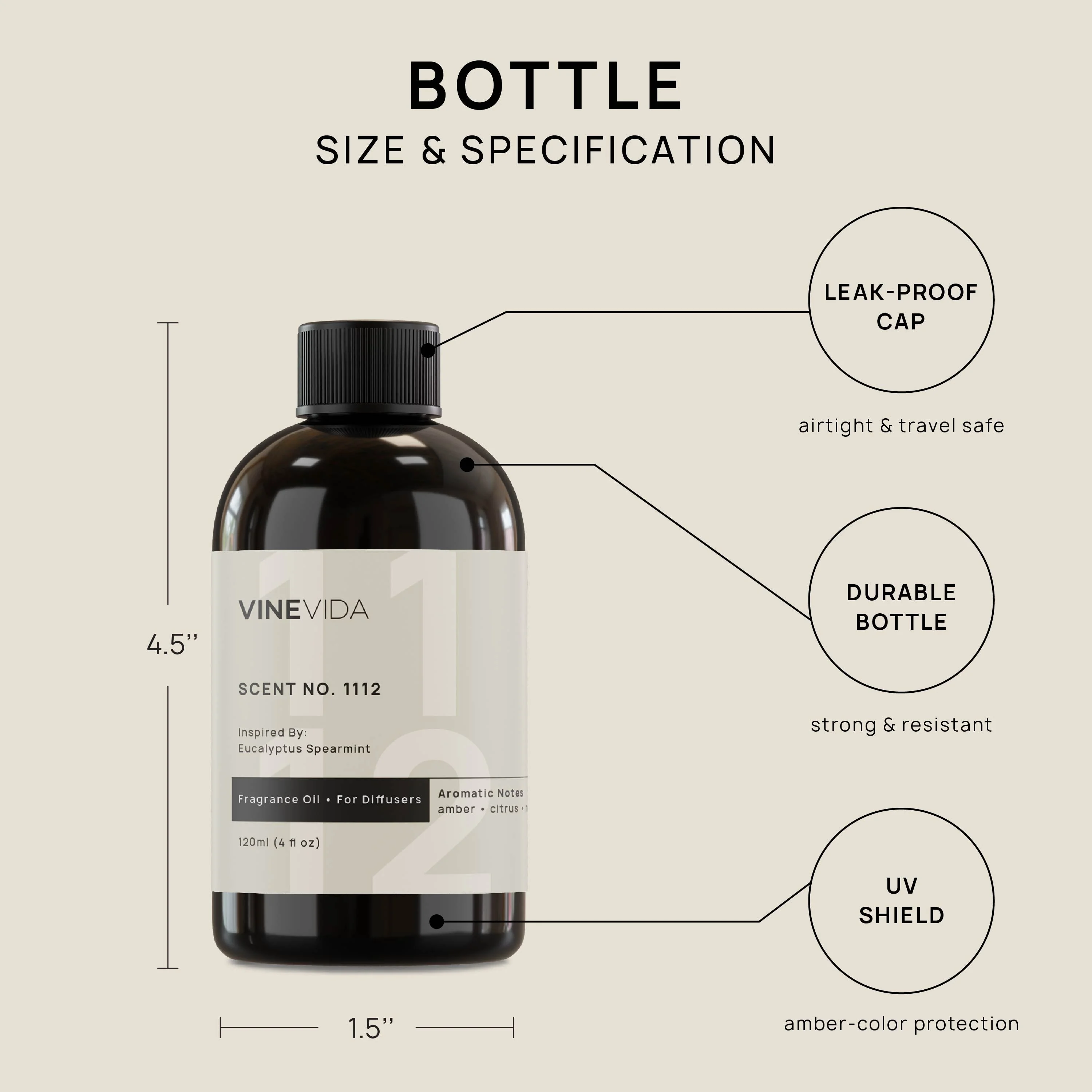 VINEVIDA Scent NO. 1112, Inspired By: Eucalyptus Spearmint Fragrance Oil for Cold Air Diffusers, 4 Fl Oz