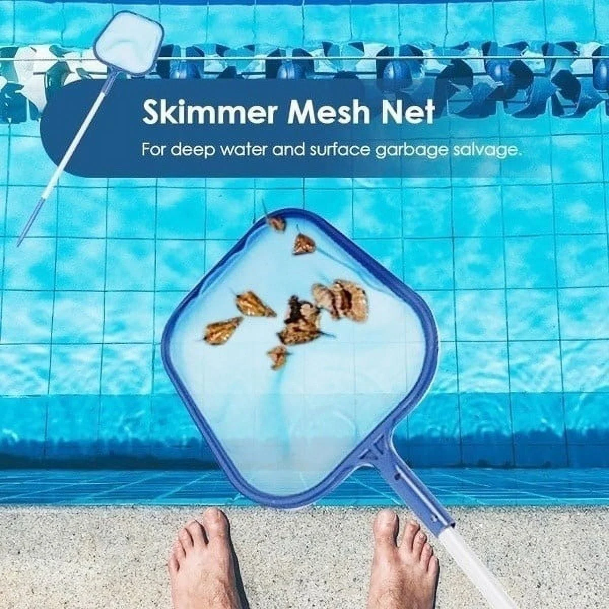 Everso Swimming Pool Pond Fountain Vacuum Cleaner Leaf Skimmer Mesh Set Cleaning Tool