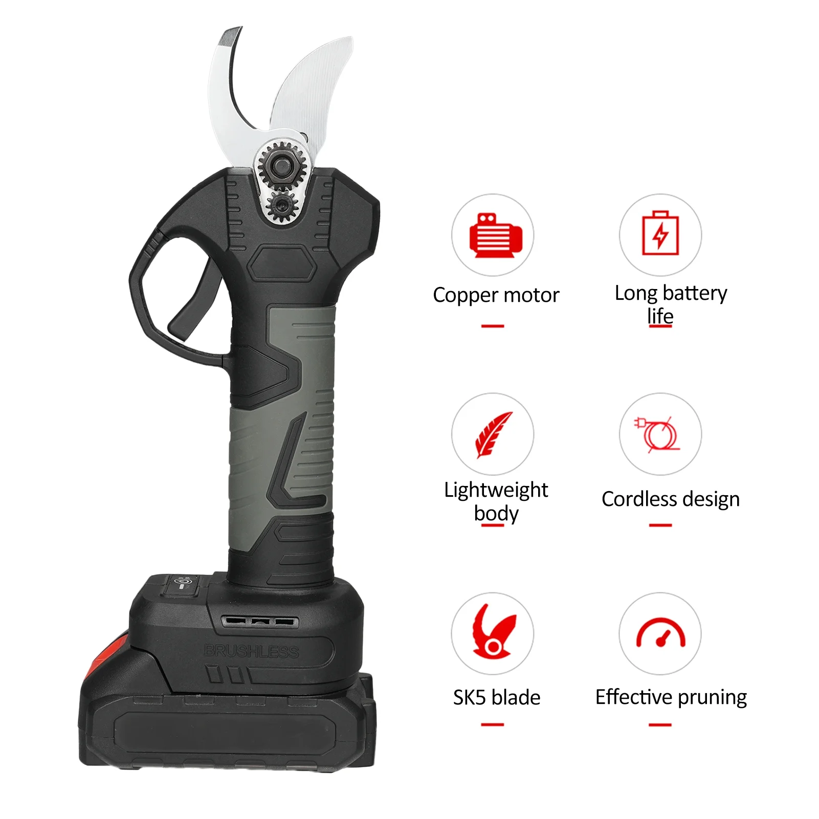 Pristin Electric scissors,Branch Pruner 2000mAh Battery 30mm Diameter Battery Powered Carry Case Battery Powered Branch 21V Portable Handheld Pruner Clippers 30mm Handheld Shears Cu